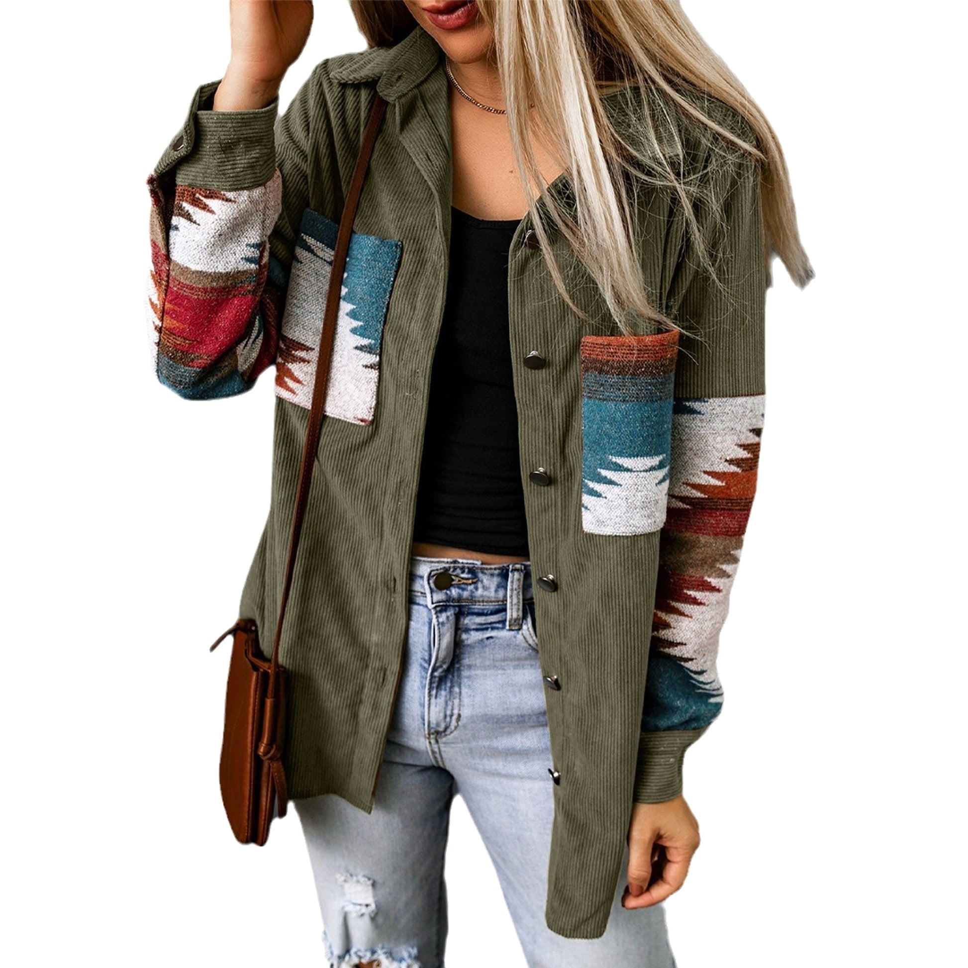 Women's Corduroy Casual Cardigan Coat Jacket - enhanced image 4