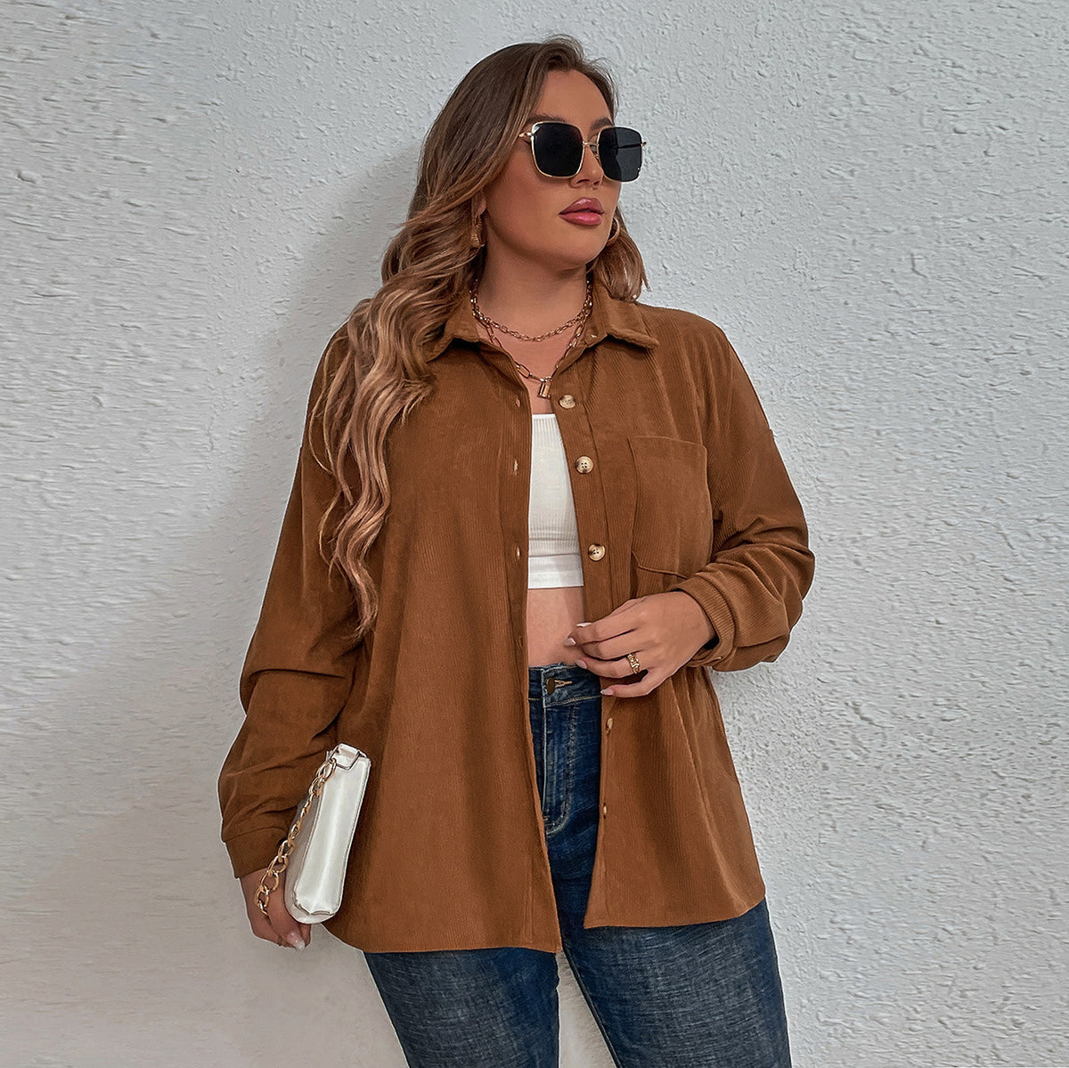 Women's Corduroy Long-sleeved  Dress Shirt - enhanced image 4