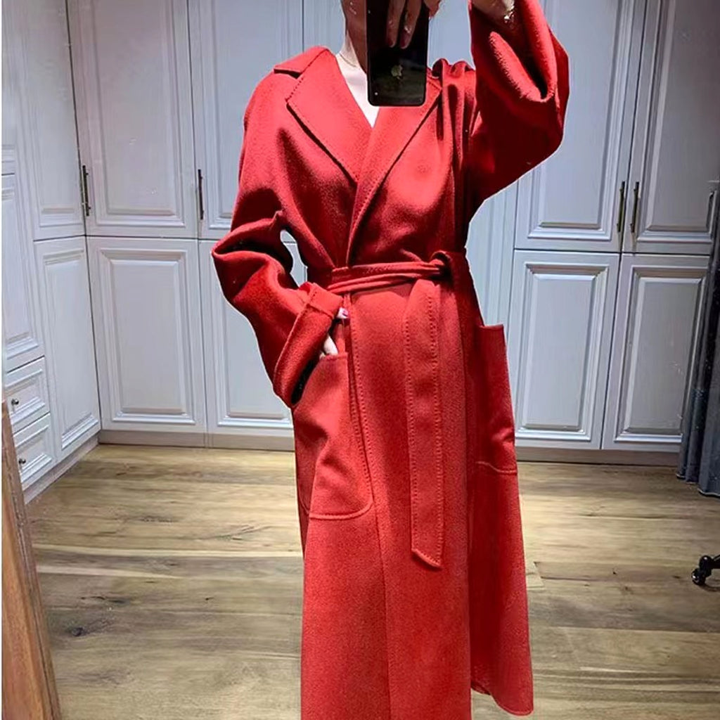 Women's Fashion Double-Sided Cashmere Water Ripple Coat – Luxury & Versatility - enhanced image 4