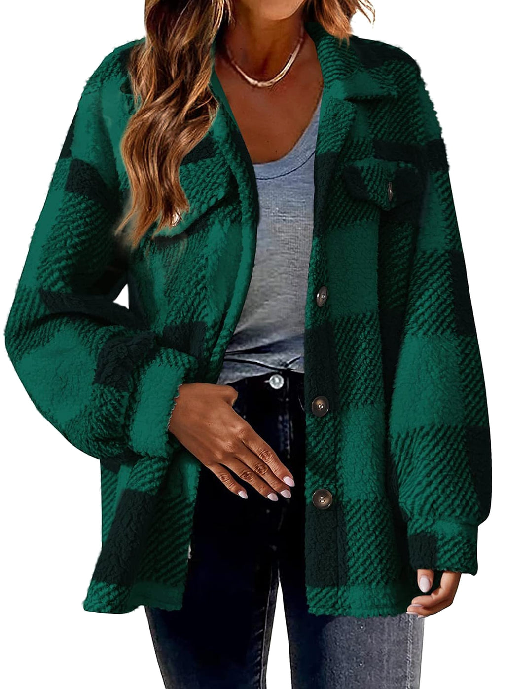 Women's Fashion Jacket Button Plush Coat - enhanced image 4
