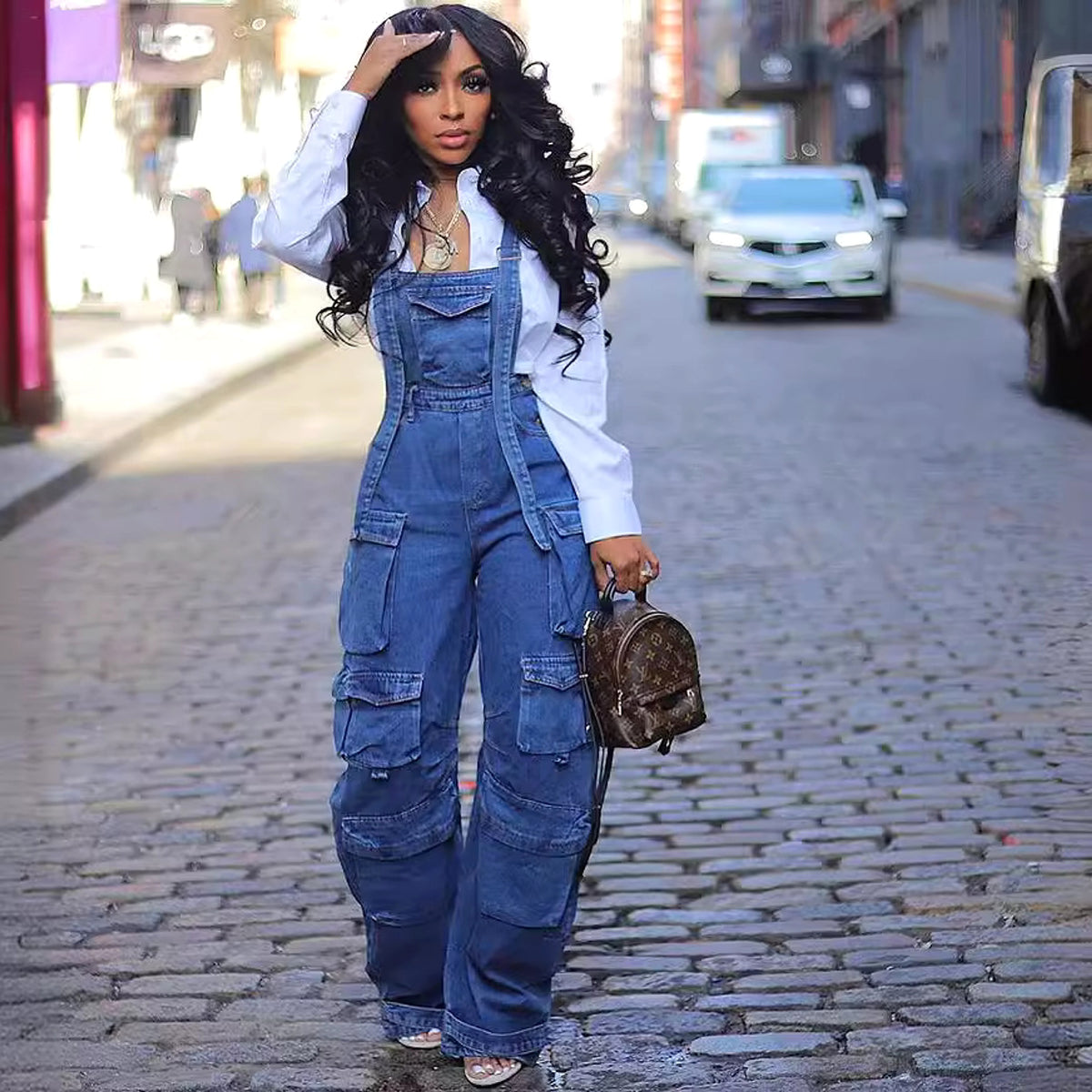 Women's Fashion Loose Denim Jumpsuit - enhanced image 4