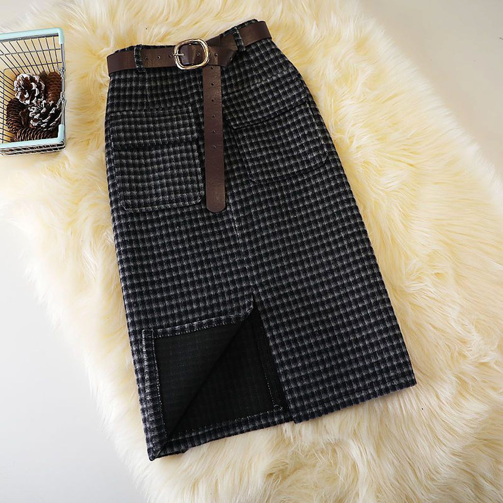 Women's Fashion Mid-length Woolen Skirt - enhanced image 4