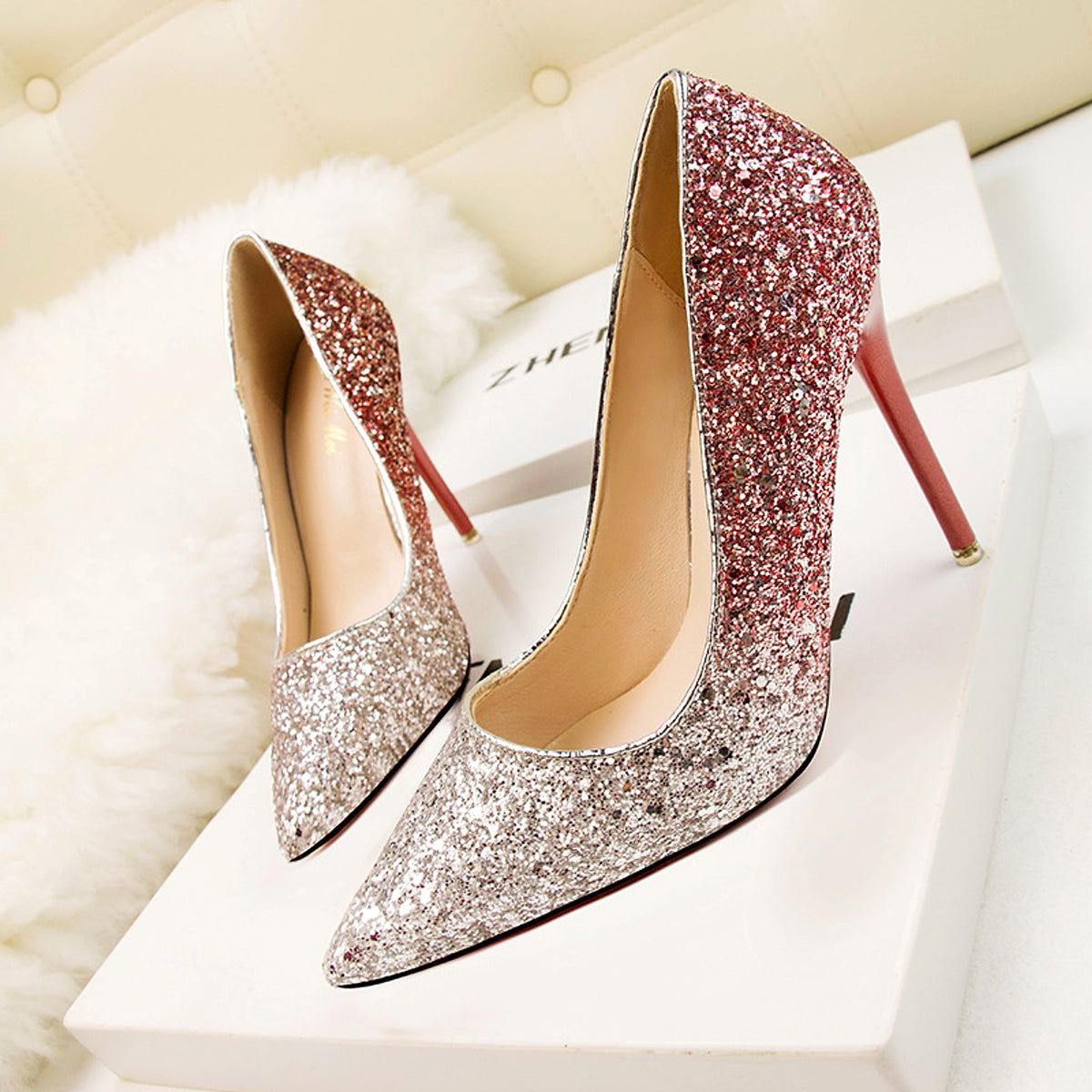Women's Fashion Pointed Low-cut High Heels - enhanced image 4