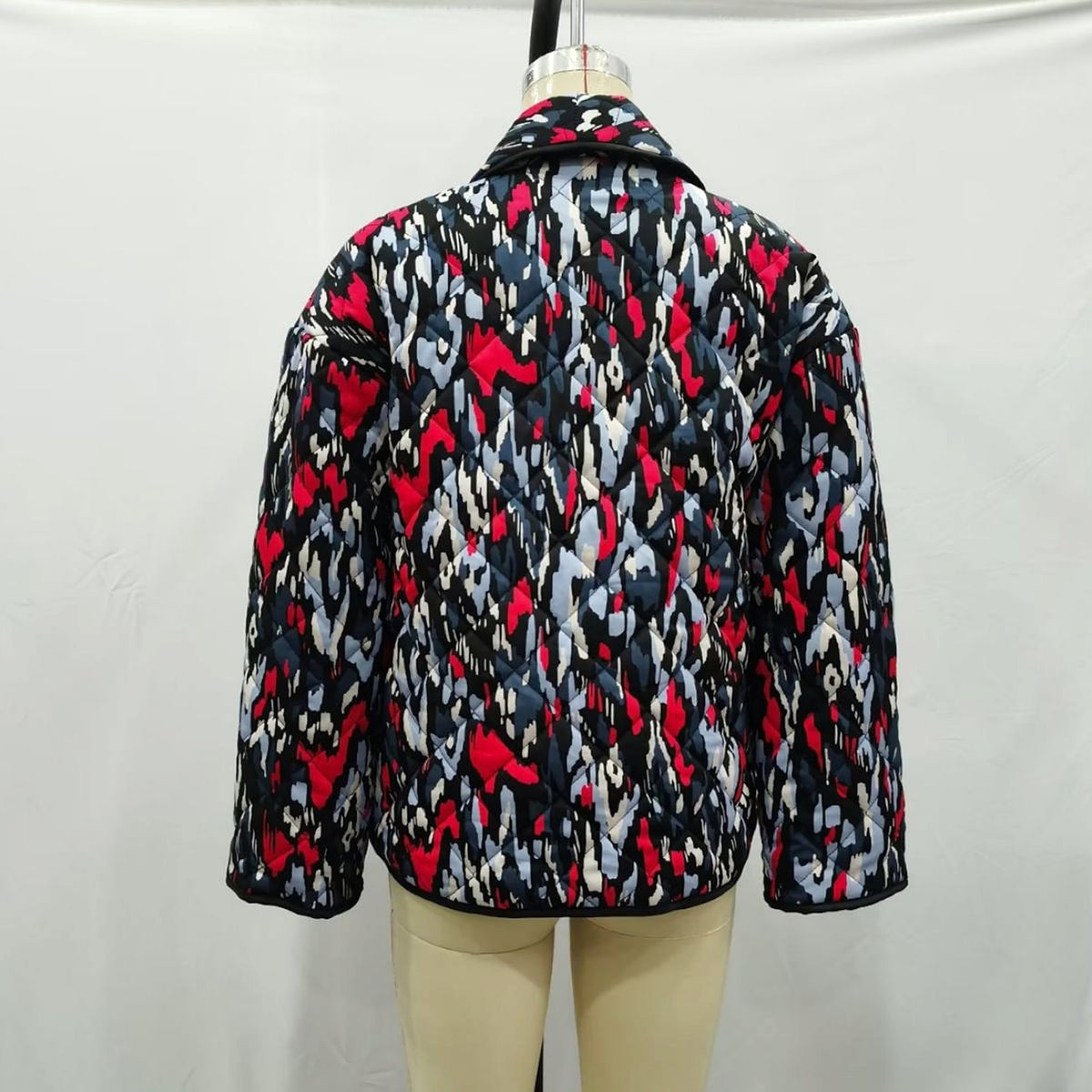 Women's Fashion Temperament Printed Thin Pocket Decorative Cotton-padded Coat Jacket - enhanced image 4