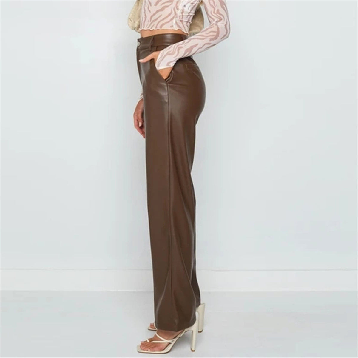 Women's High Elastic PU Leather Pants (Jeans) - enhanced image 4