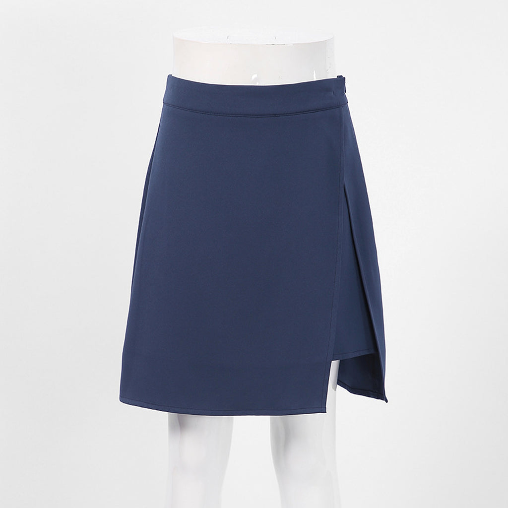 Women's High Waist Blue Split Skirt - enhanced image 4