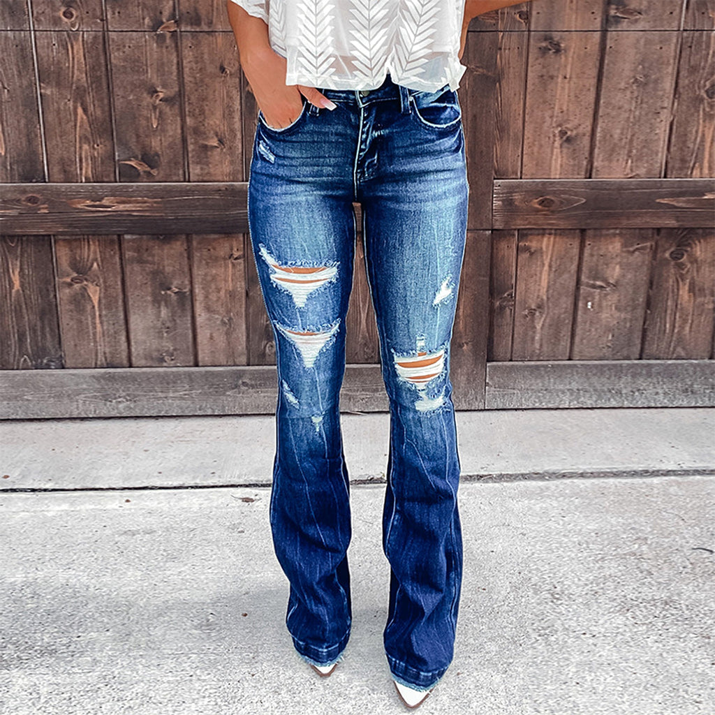 UrbanFade™ – Women's Ripped High-Waist Jeans - enhanced image 4