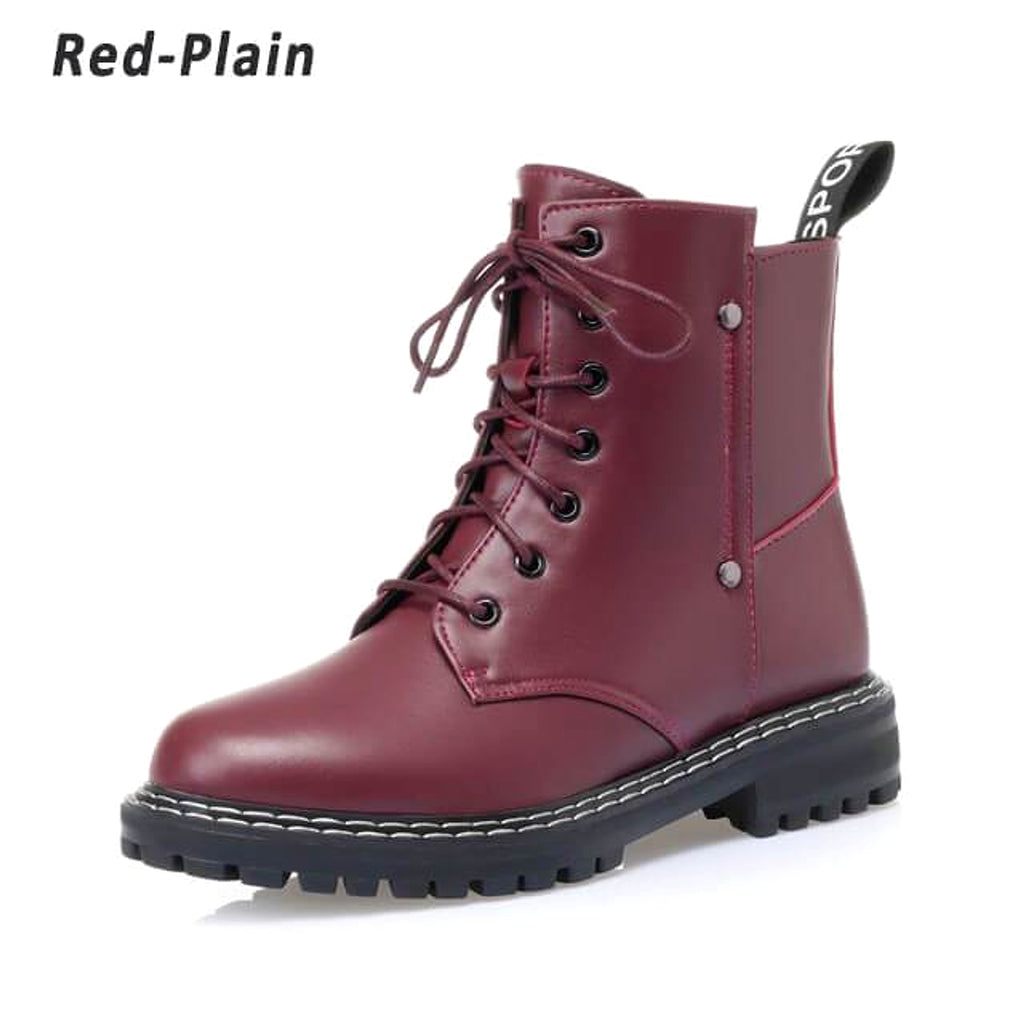 Women's mid-heel platform leather short boots - enhanced image 4