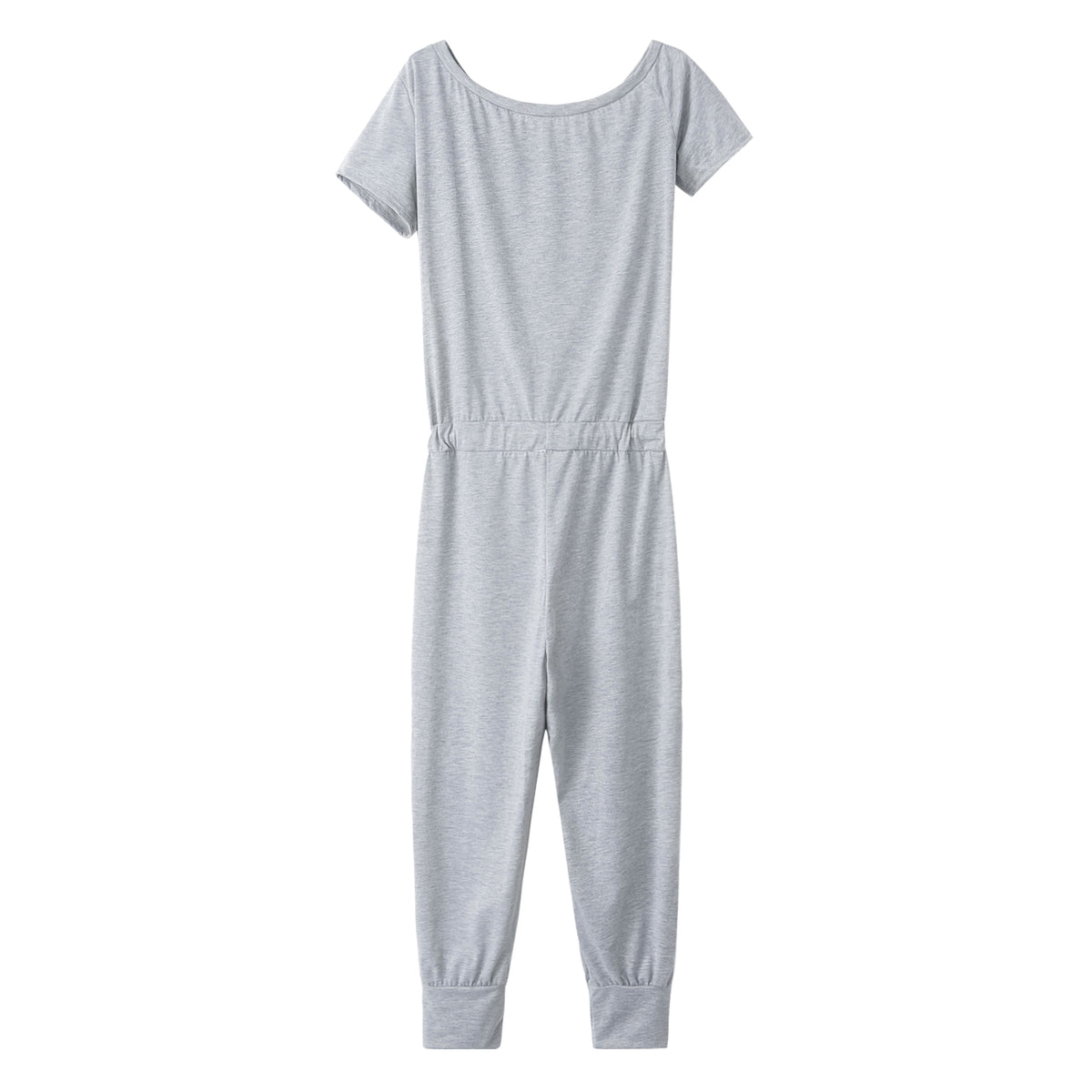Women's Off-the-shoulder Short-sleeved Pocket Lace-up Shoulder Jumpsuit - enhanced image 4