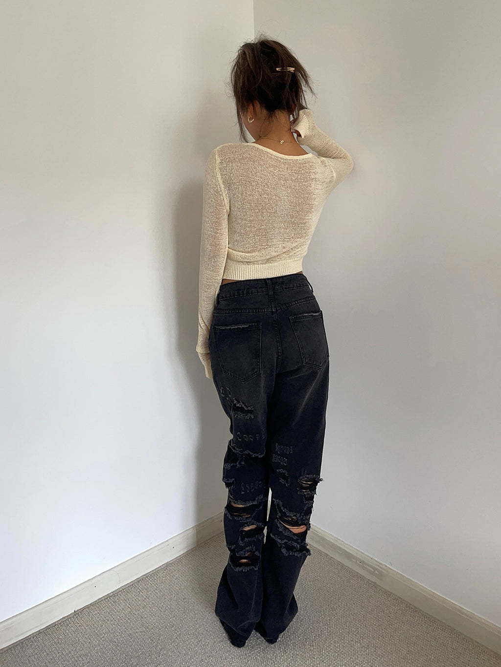 Women's Retro High Waist Loose Wide Legs Jeans - enhanced image 4