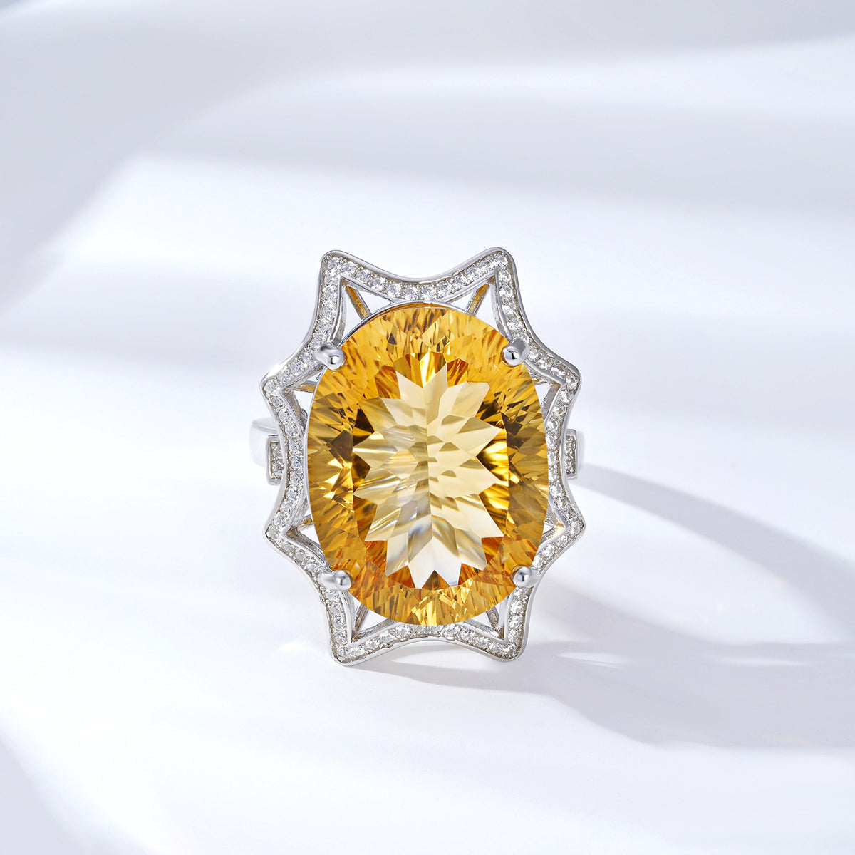 Women's Simple And Natural Large Citrine Ring - enhanced image 4