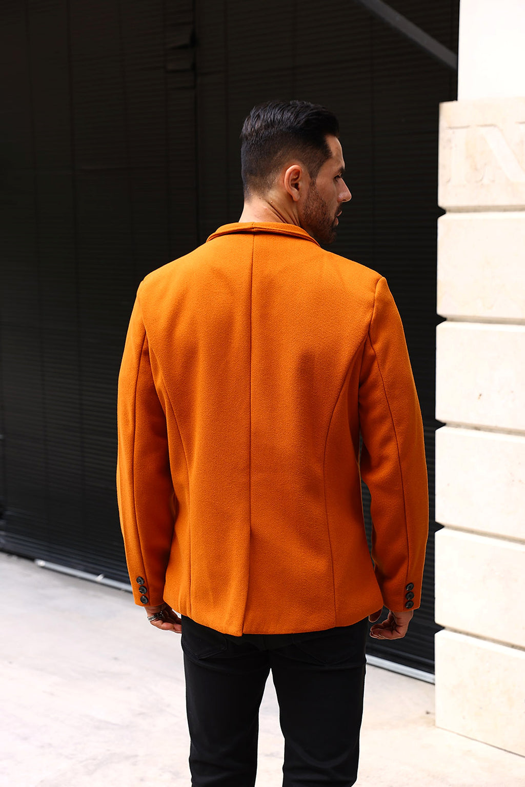 Wool British Polo Collar Solid Color Casual Trench Coat - enhanced image 4