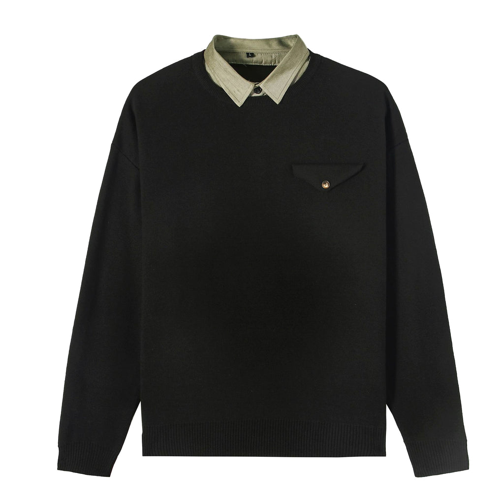Youth Simple Everyday Fake Pocket Decorated Sweater Men - enhanced image 4