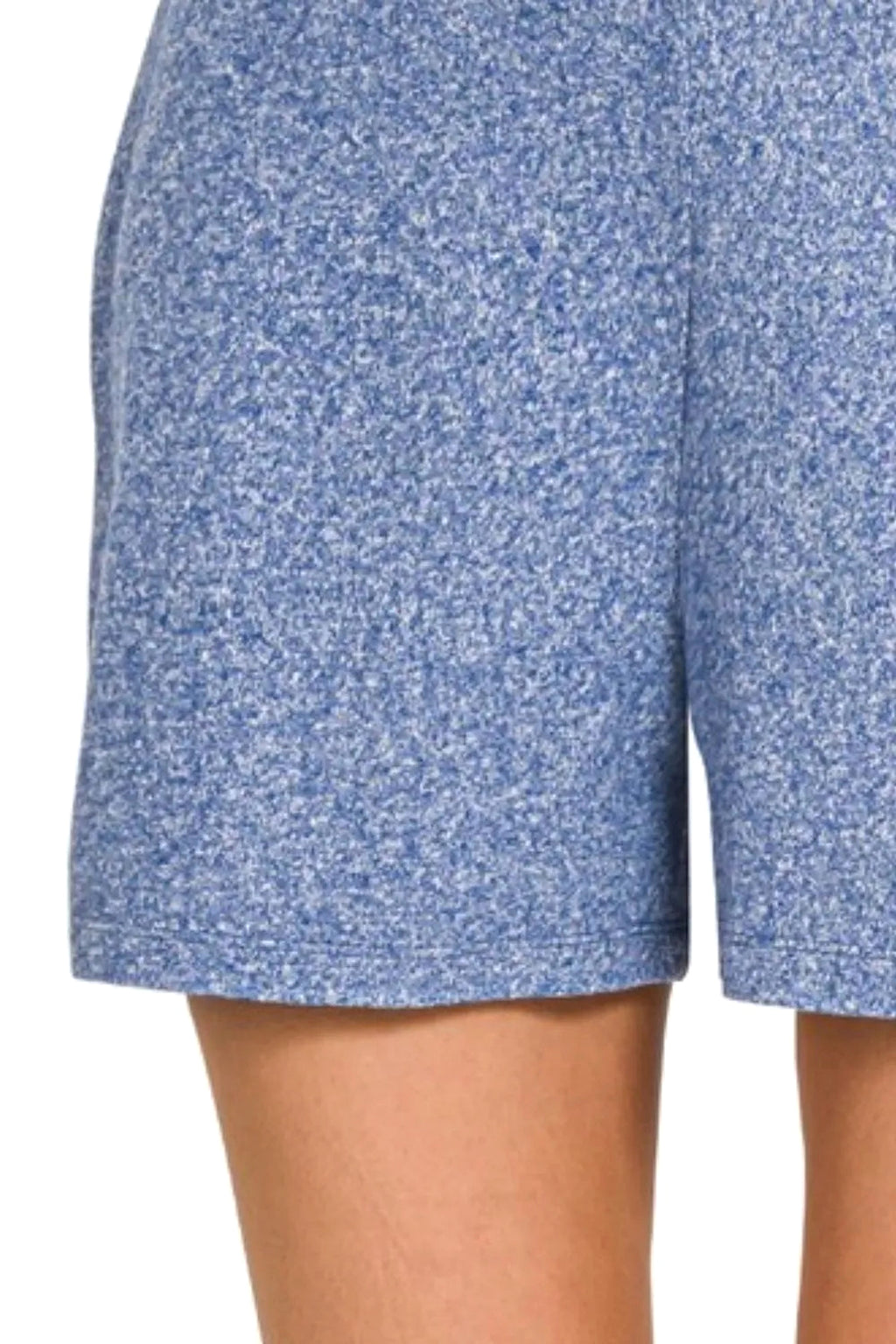 Zenana Soft Melange Hacci Elastic Waisted Shorts - enhanced image 4