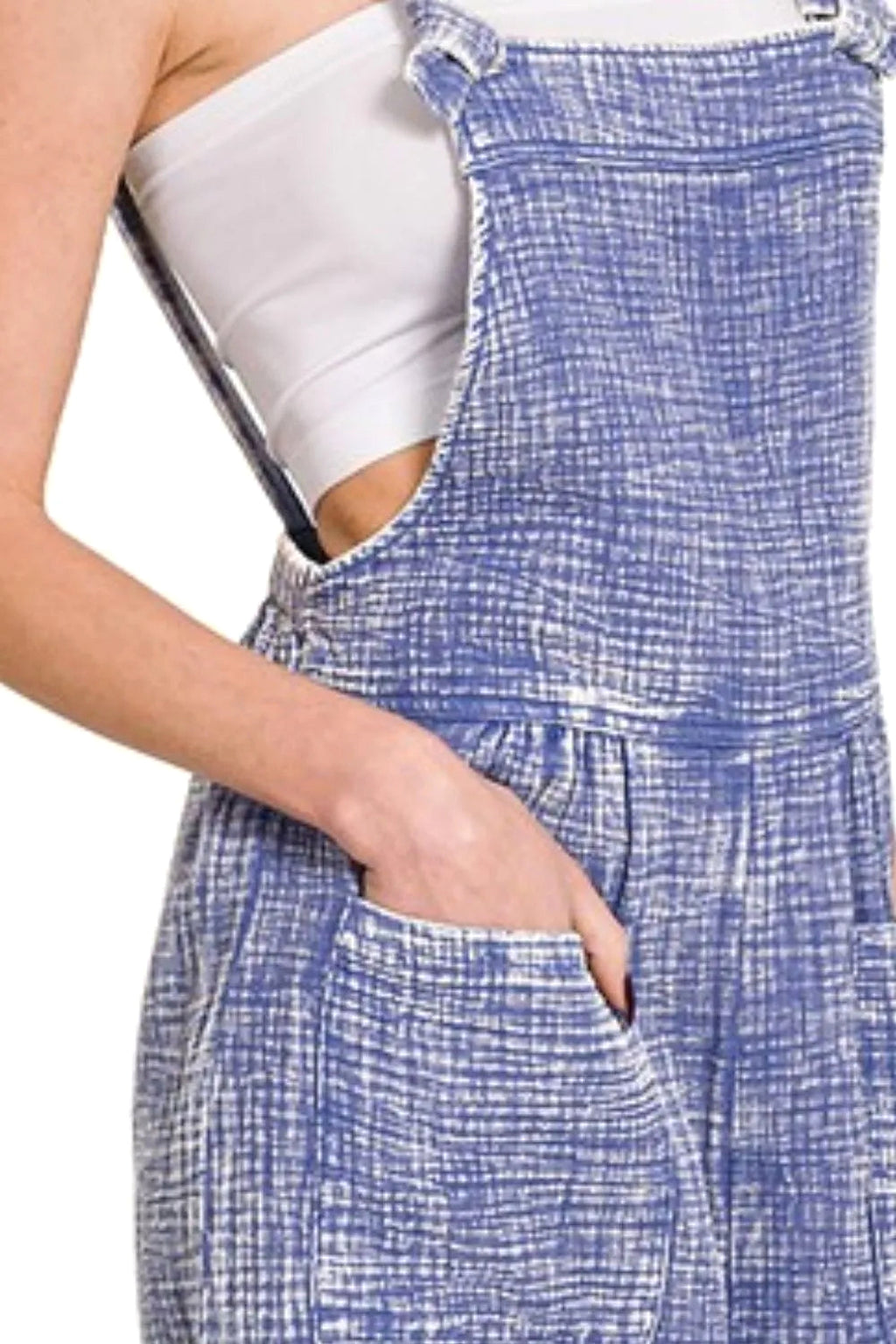 Zenana Woven Double Gauze Acid Washed Romper - enhanced image 4