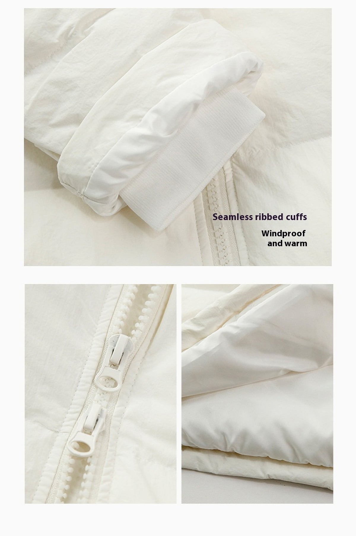 Zipper Snap Button Half Turtleneck Down Jacket Women - enhanced image 4