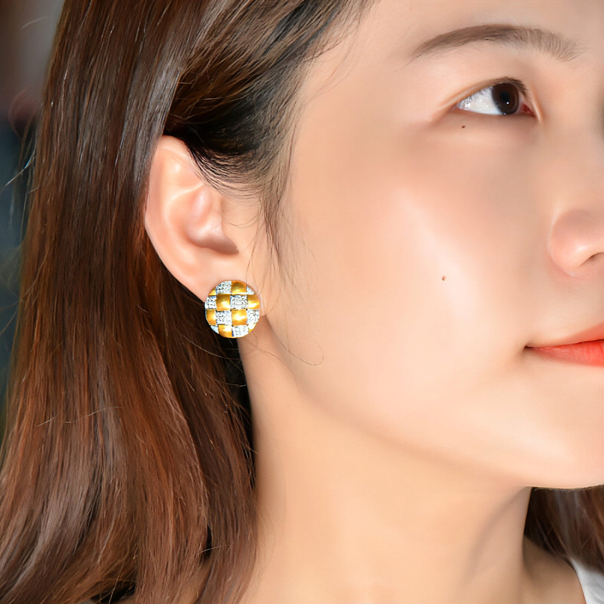 18K Gold Diamond Braided Craft Earrings – Stylish & Unique - enhanced image 5