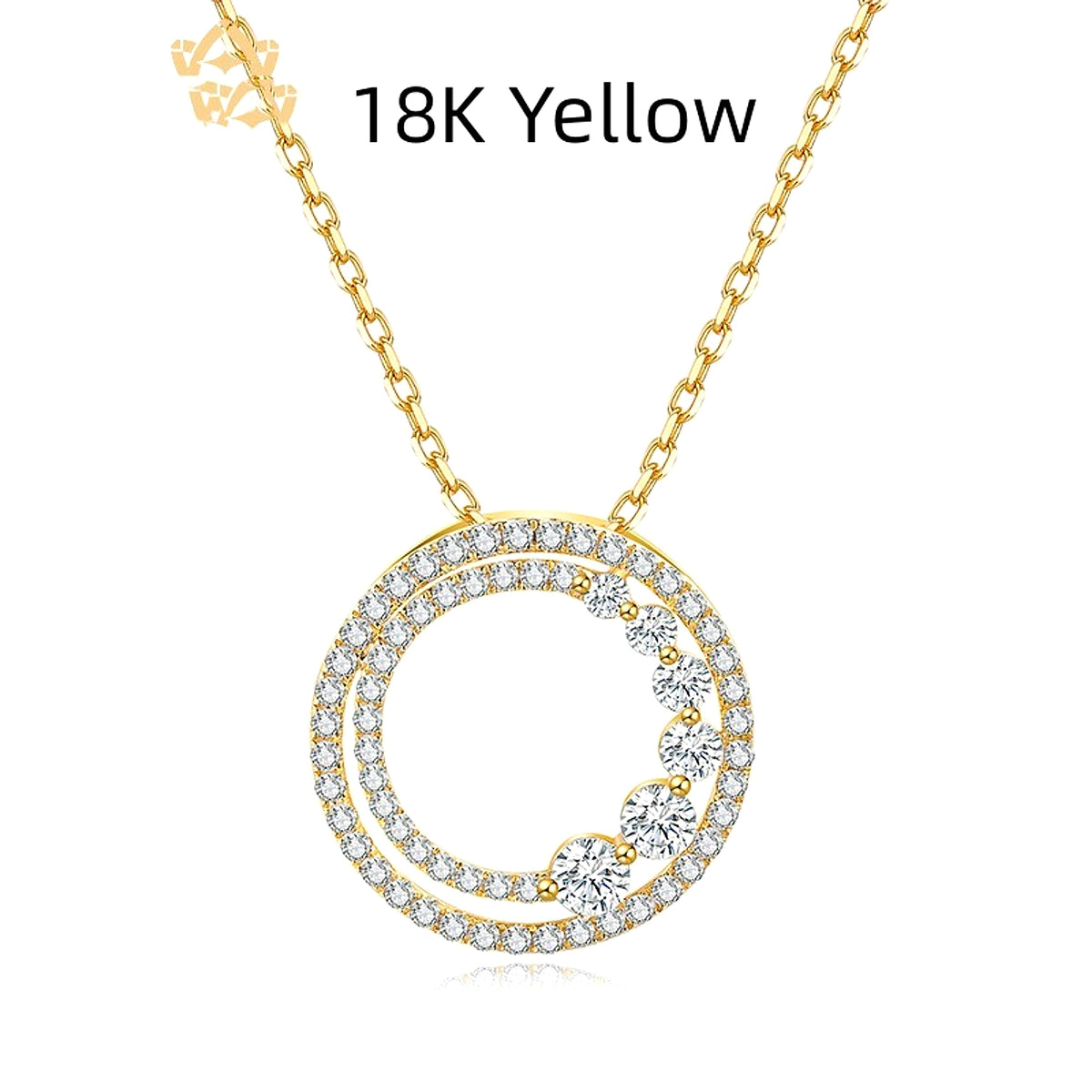 18K Gold Rose Gold Diamond Necklace Round - enhanced image 5