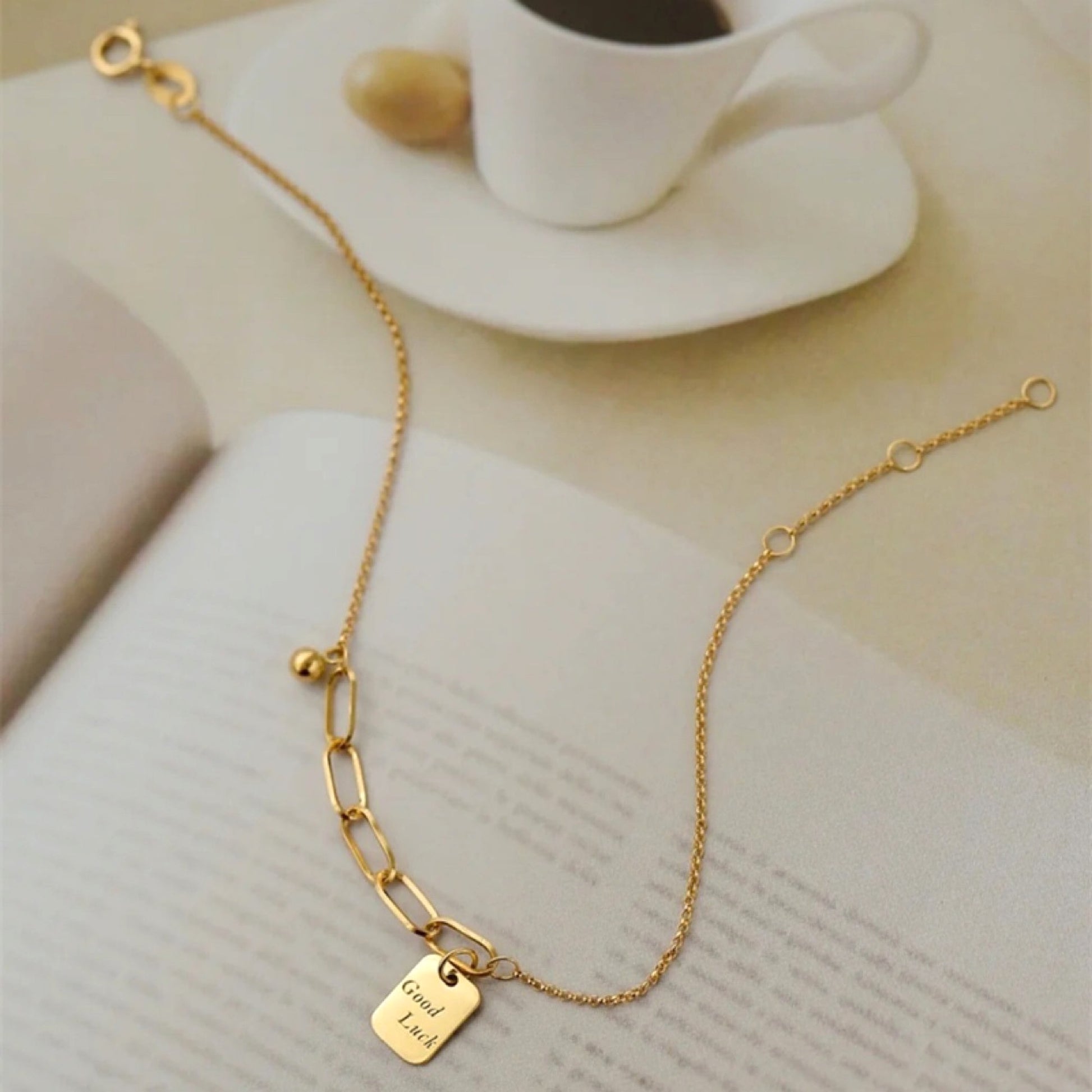18K Gold Square Necklace Bracelet For Women - enhanced image 5