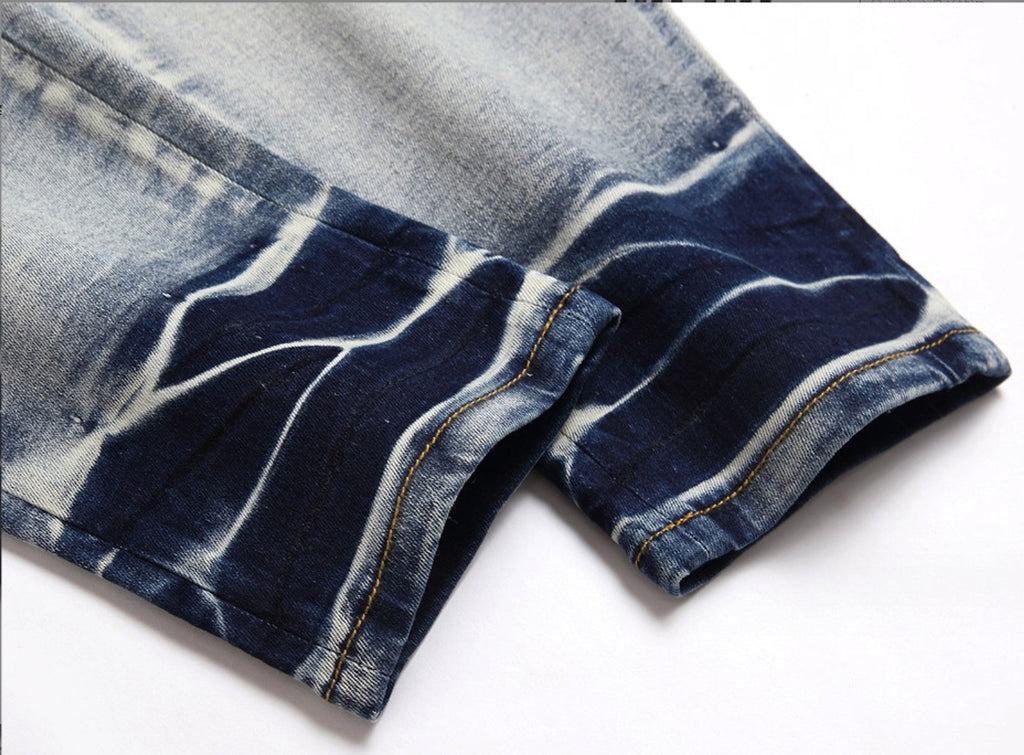 25 Edition – Men’s Slim Fit Ripped Jeans with Light-Wash & Patchwork - enhanced image 5