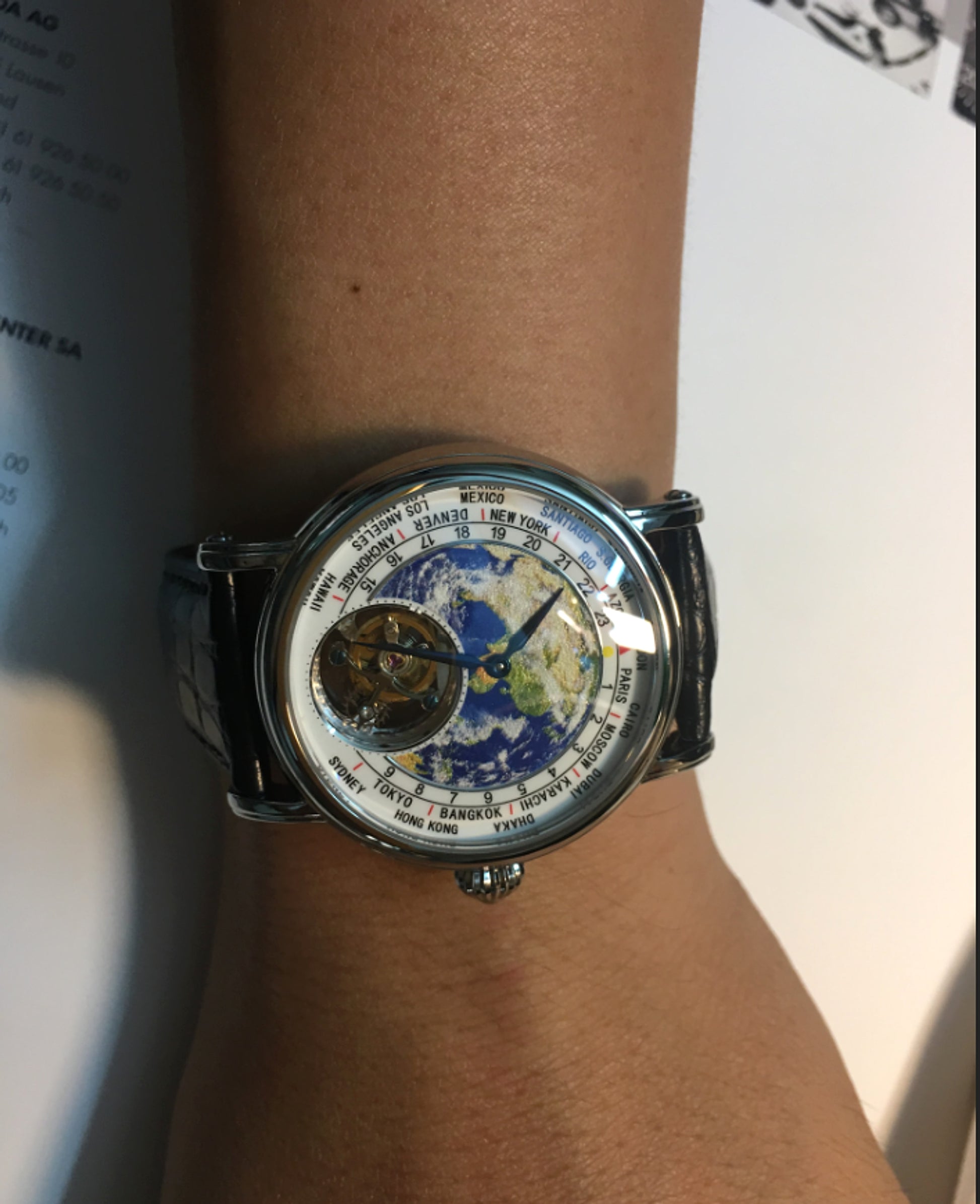 3D Globe Tourbillon Round Watch Fashion - enhanced image 5