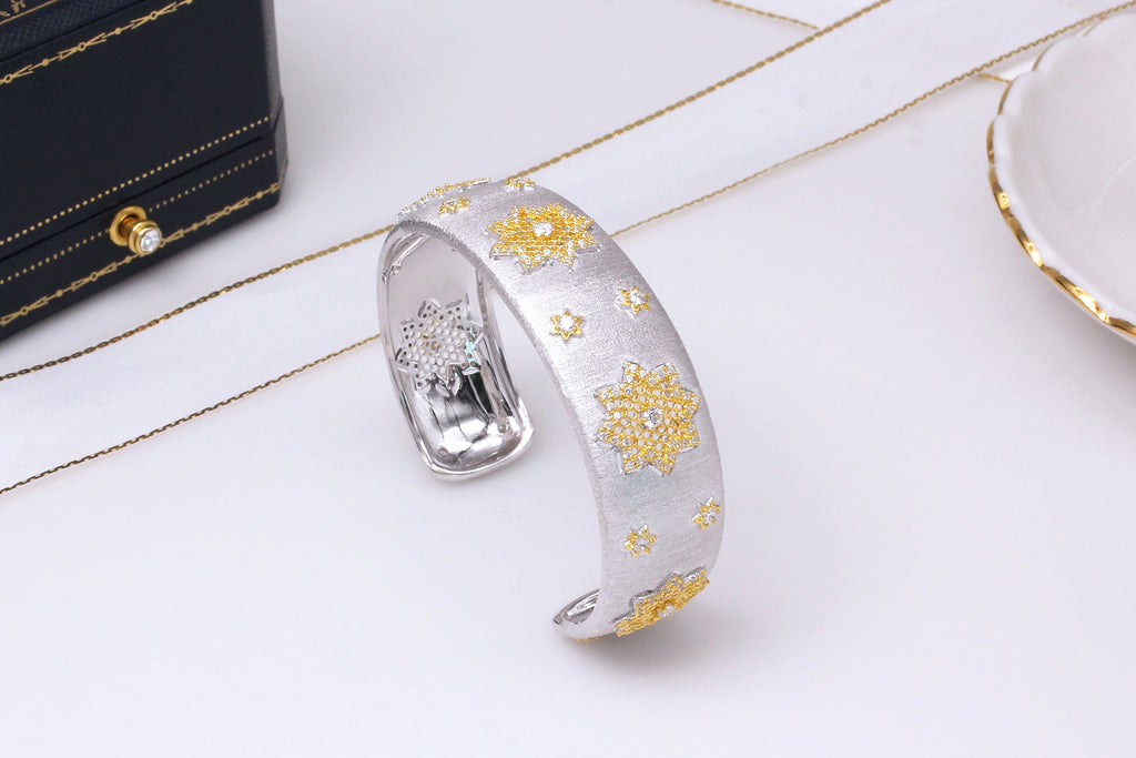 925 Silver Gold Plated Divided Snowflake Bracelet - enhanced image 5