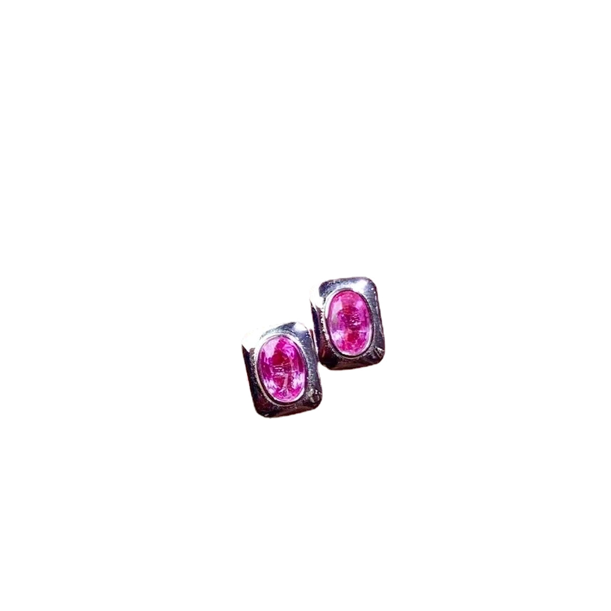 925 Silver Inlaid Natural Sapphire Stud Earrings - enhanced image 5