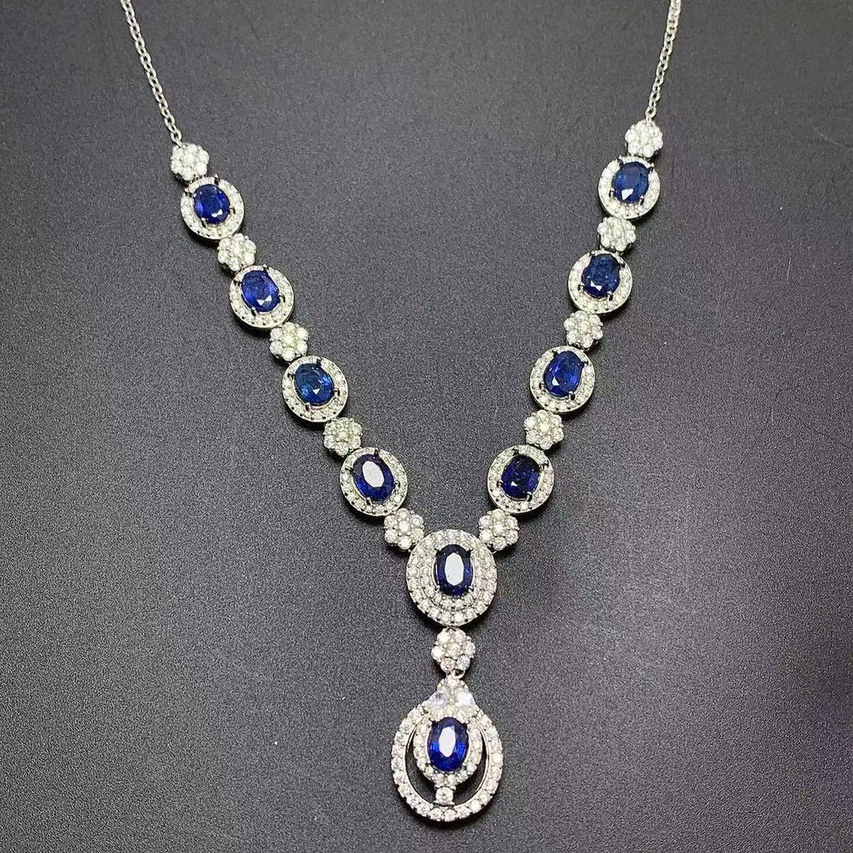 Inlaid Natural Sri Lankan Sapphire Necklace 925 Silver - enhanced image 5