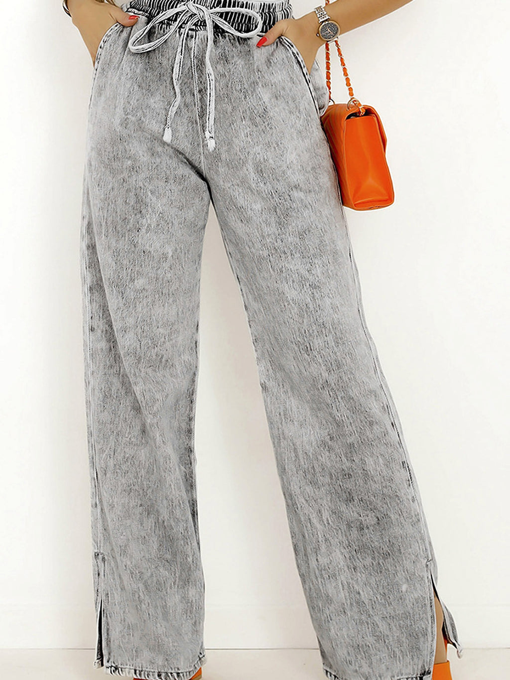 All-matching Light Color Casual Wide-leg Pants - enhanced image 5
