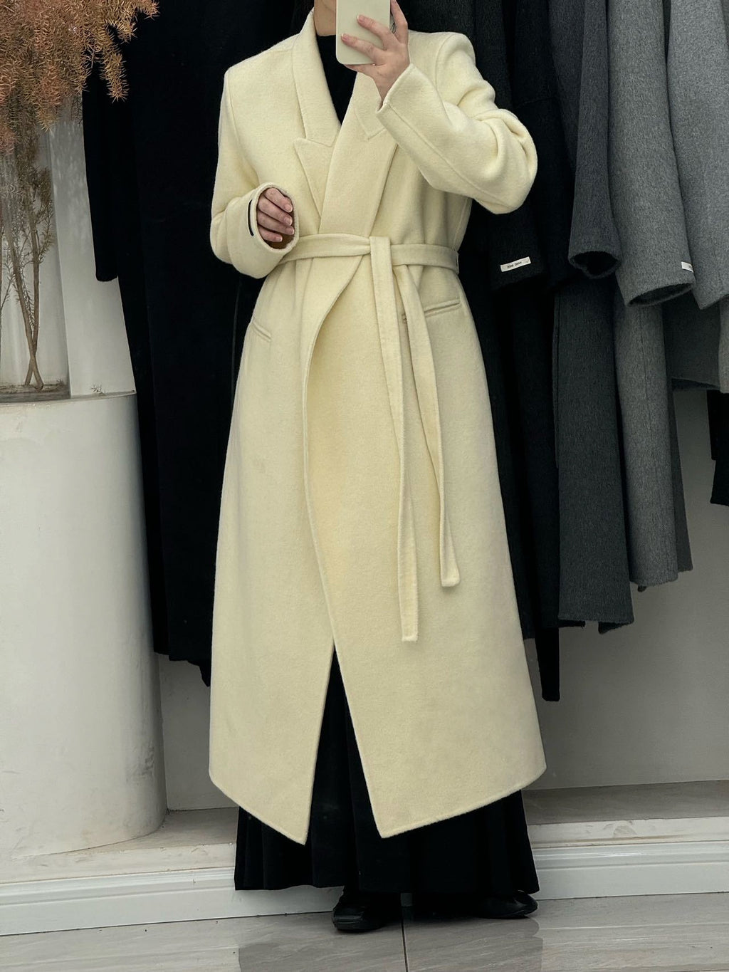 Angora Red Women's Loose Double-Sided Wool Overcoat – Elegant & Cozy - enhanced image 5