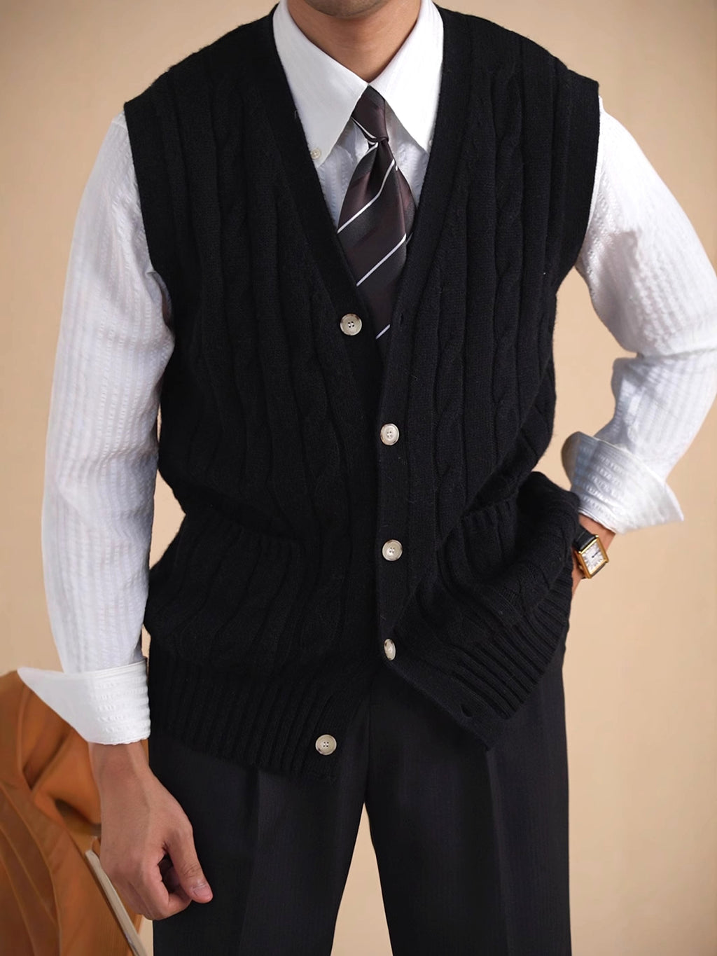 Aoyang Woolen Vest Sweater Men's Autumn And Winter - enhanced image 5