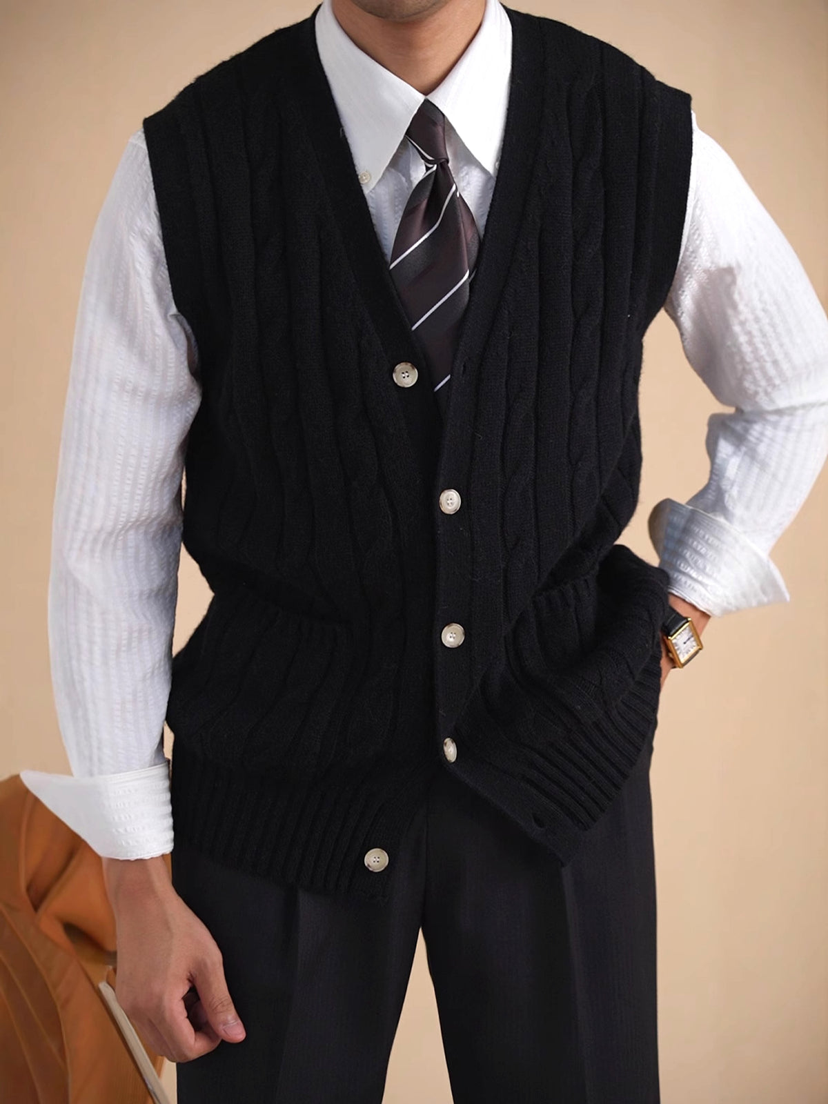 Aoyang Woolen Vest Sweater Men's Autumn And Winter - enhanced image 5