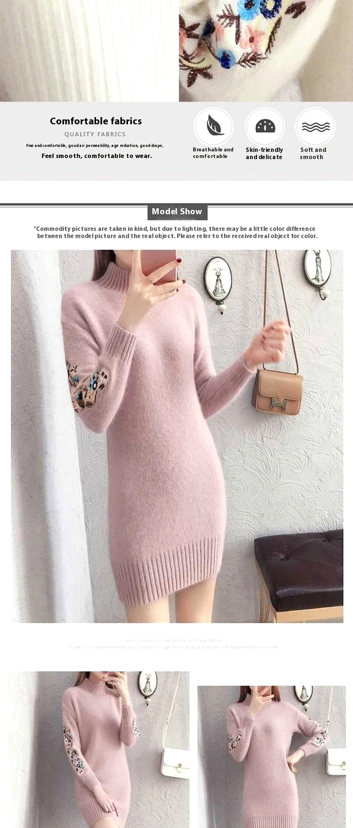 Autumn And Winter Fleece-lined Thickened Woolen Dress Sweater - enhanced image 5