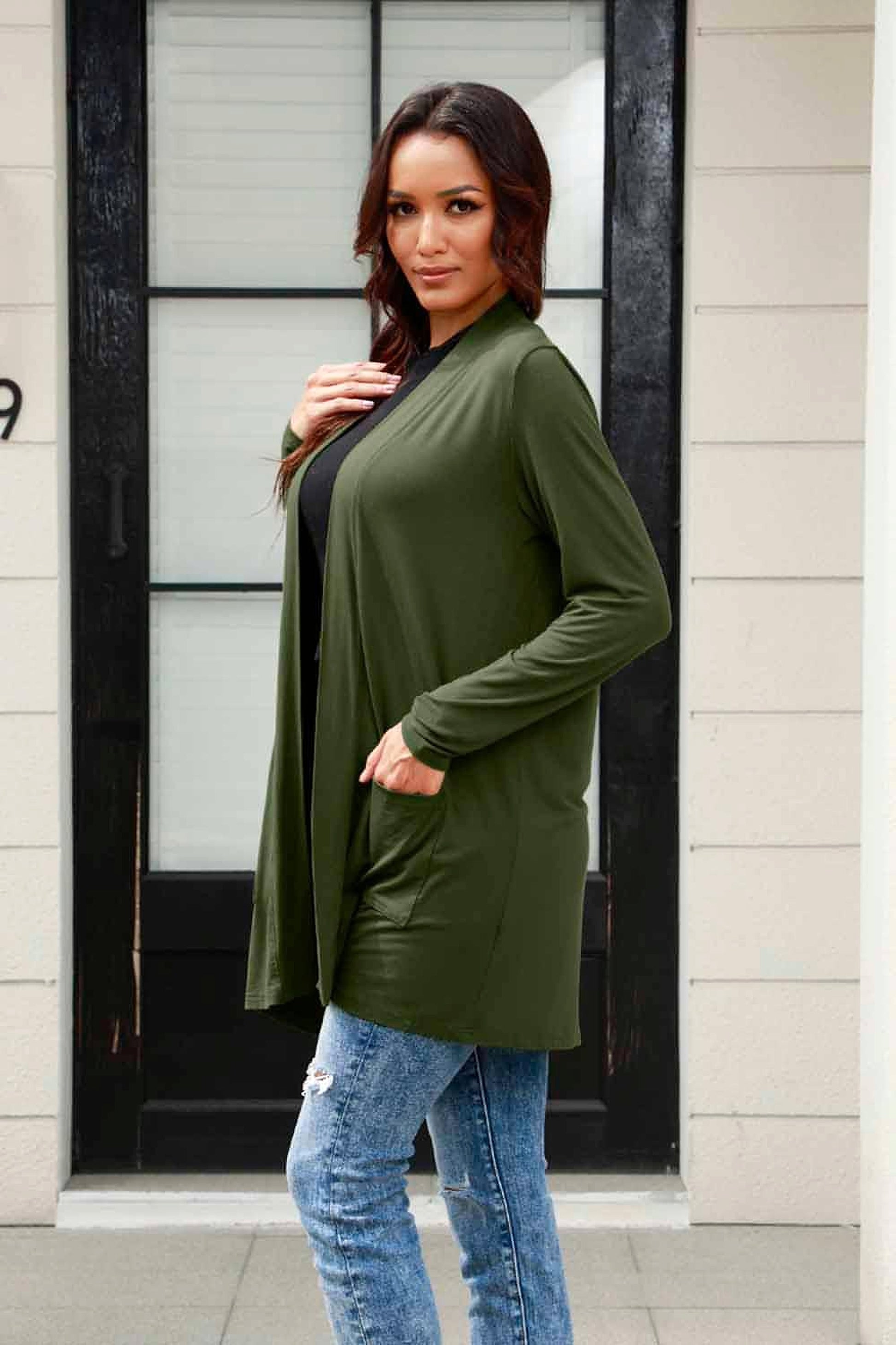 Basic Bae Full Size Open Front Long Sleeve Cardigan with Pockets - enhanced image 5