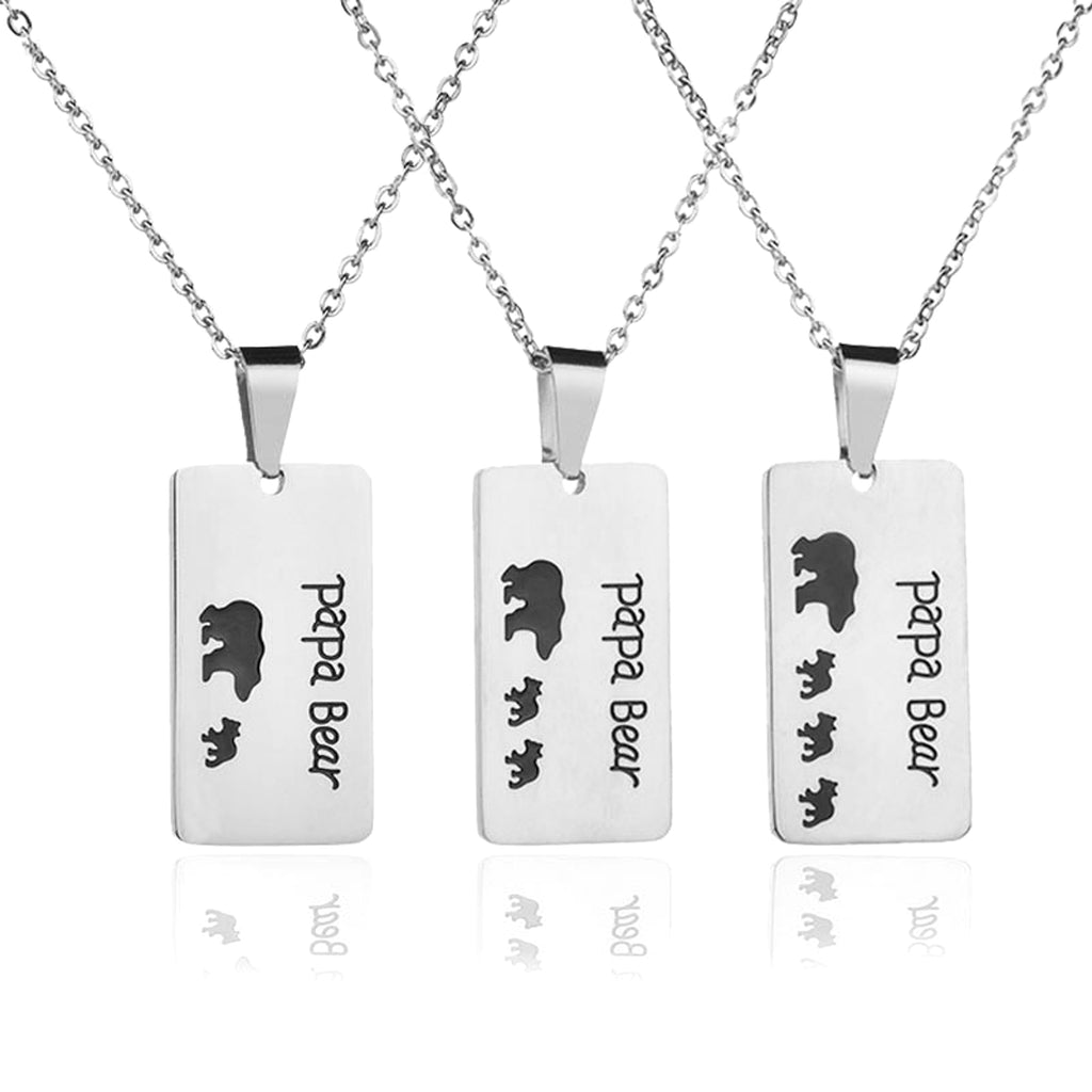 Bear Pendant Stainless Steel Oil Drop Necklace Daddy Necklace - enhanced image 5