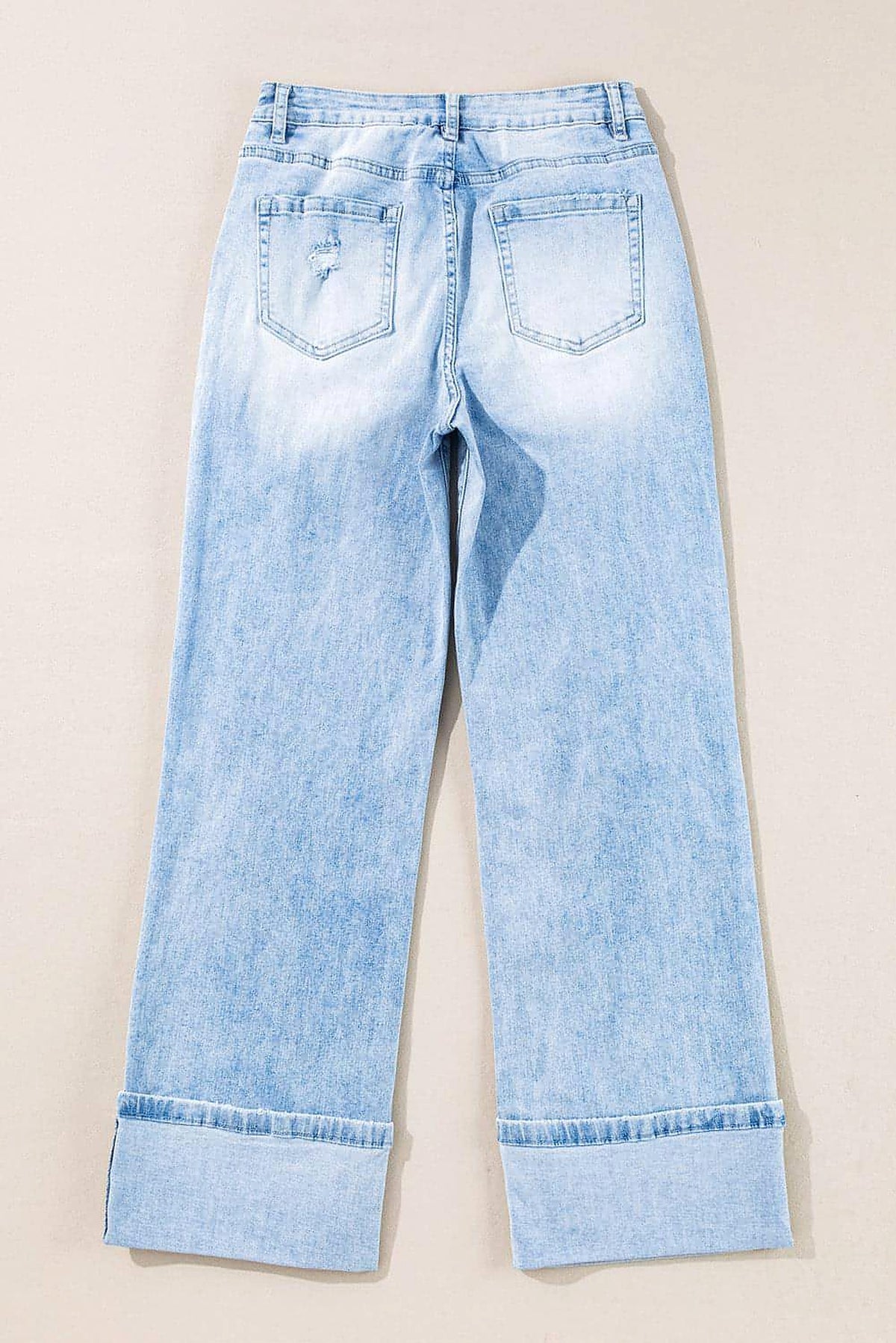 Beau Blue Light Wash Distressed Flare Jeans - enhanced image 5