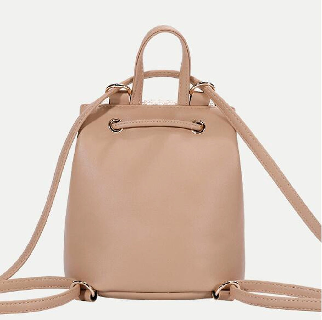 Bellique™ – Woven PU Leather Backpack with Fur Accent - enhanced image 5