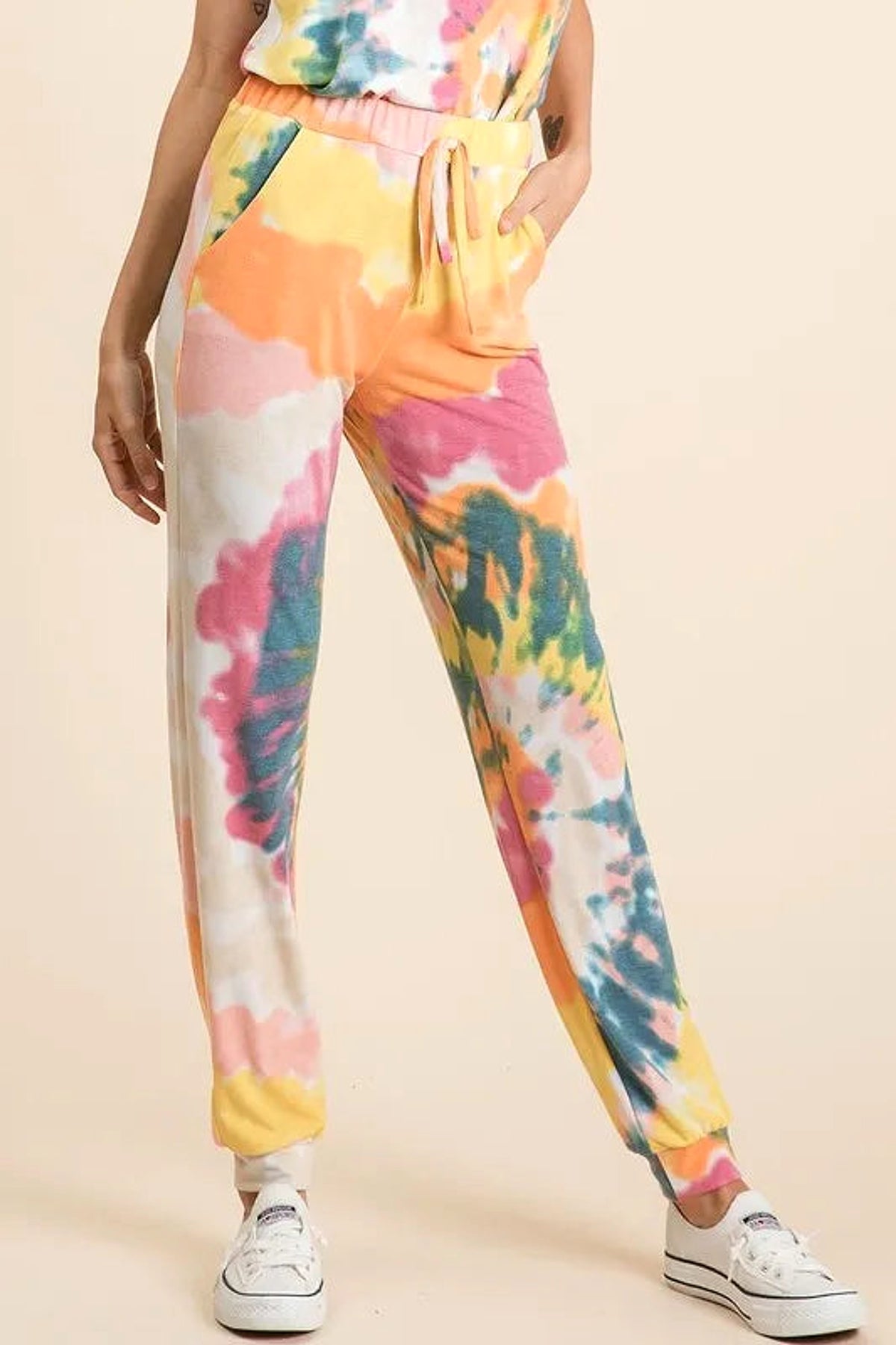 BiBi Tie Dye French Terry Casual Pants - enhanced image 5