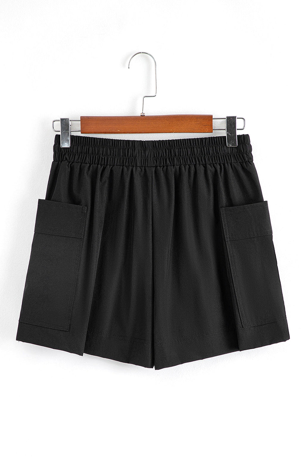 Black Cargo Pocket Elastic Waist Active Casual Skort - enhanced image 5