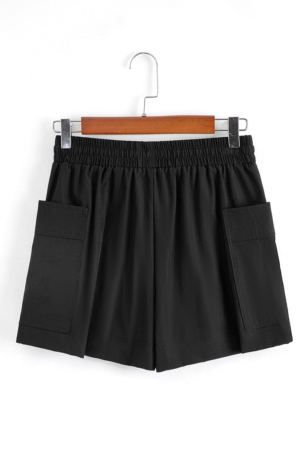 Black Cargo Pocket Elastic Waist Active Casual Skort - enhanced image 5