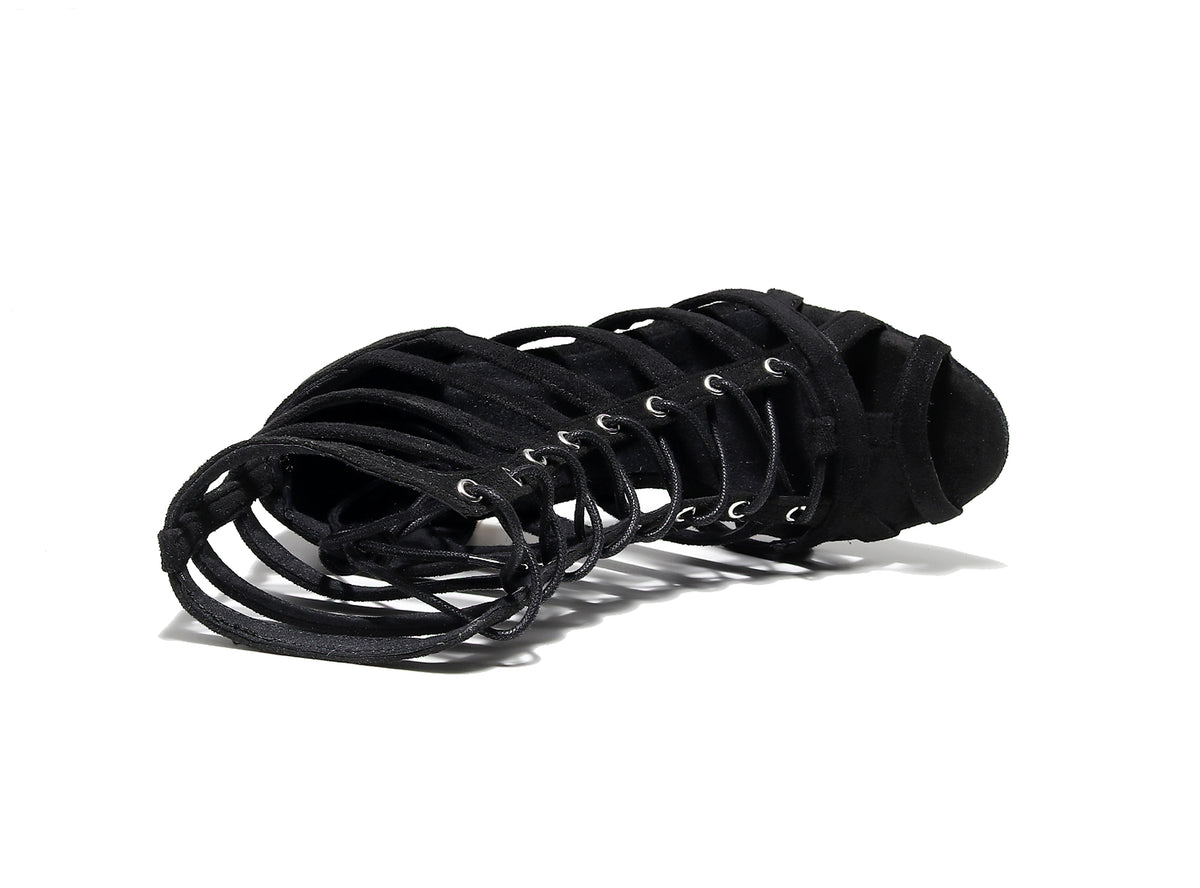 Black Modern High Heel Latin Dance Shoe - enhanced image 5