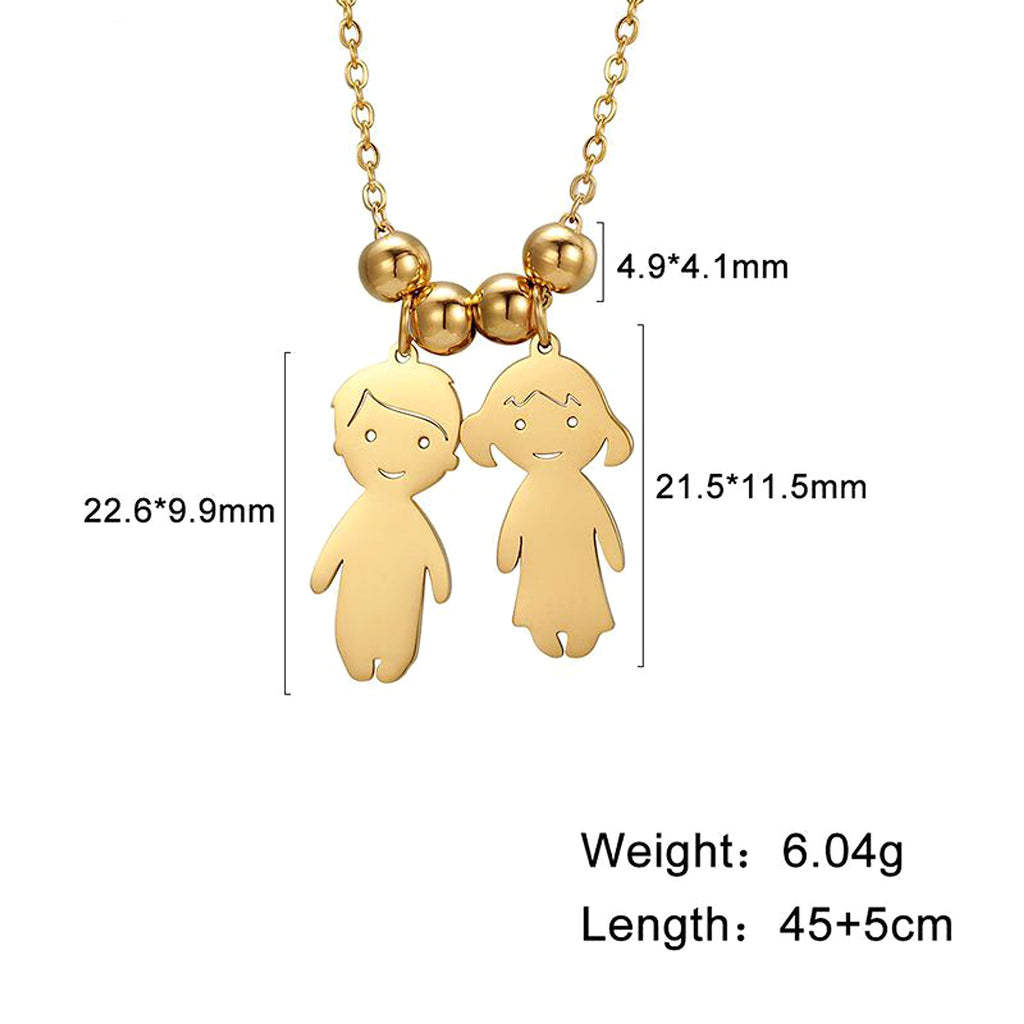 Personalized Family Pendant Necklace – Boy & Girl Charms - enhanced image 5