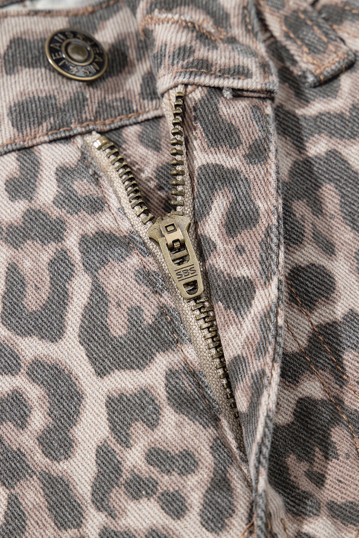 Brown Leopard Frayed Edge Wide Leg High Waist Jeans - enhanced image 5