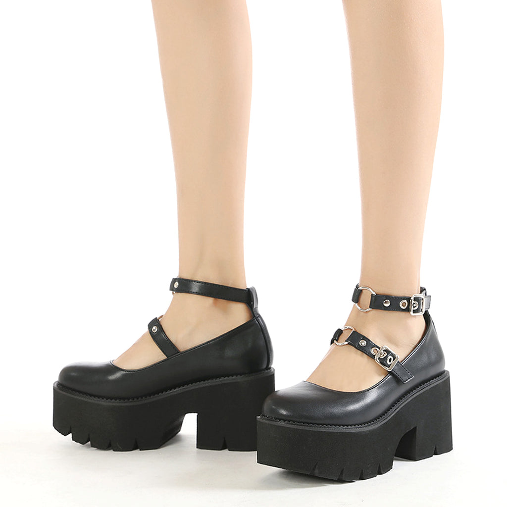 Buckle British Style Retro Platform Shoes - enhanced image 5