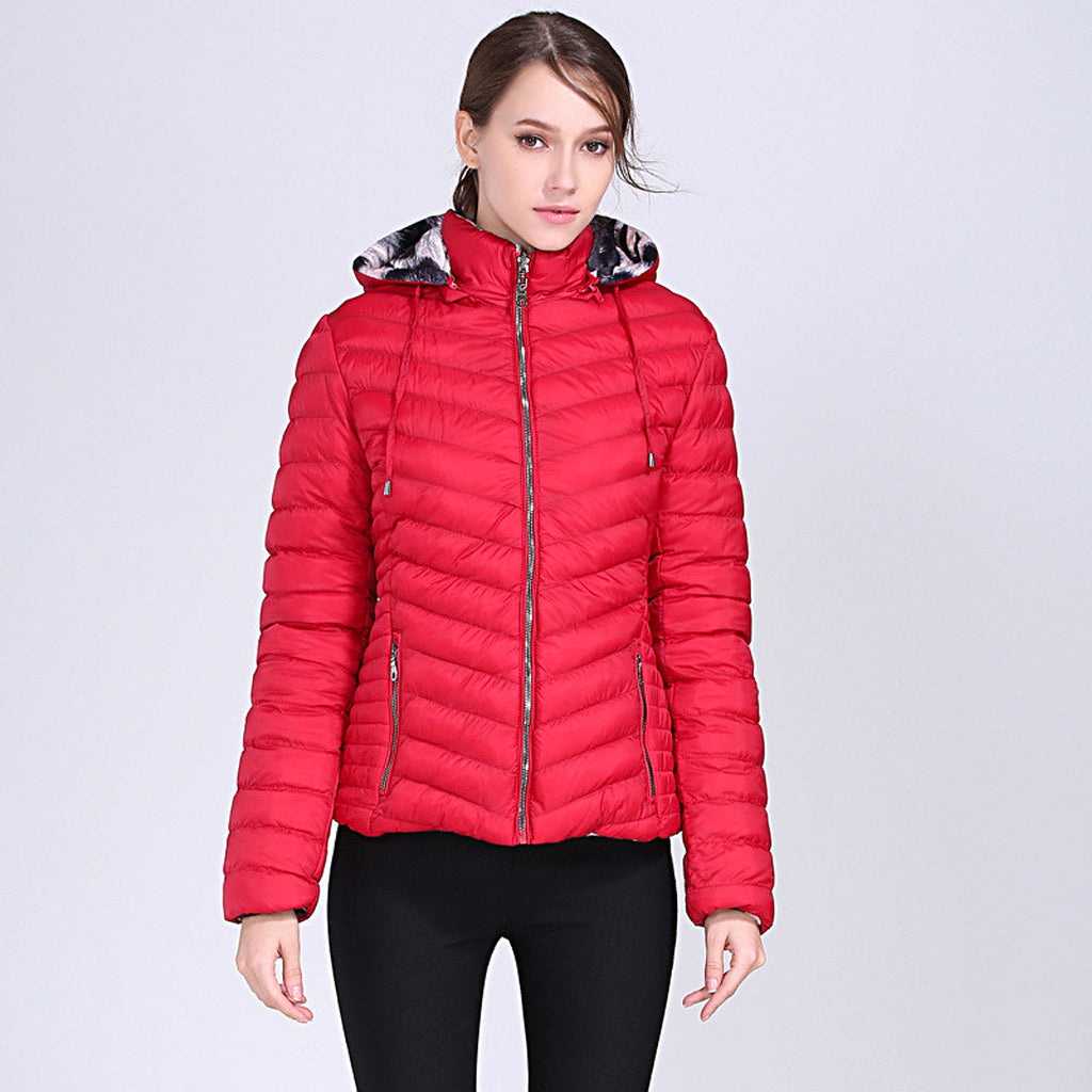 Camouflage Solid Color Double-Sided Cotton Jacket Women - enhanced image 5