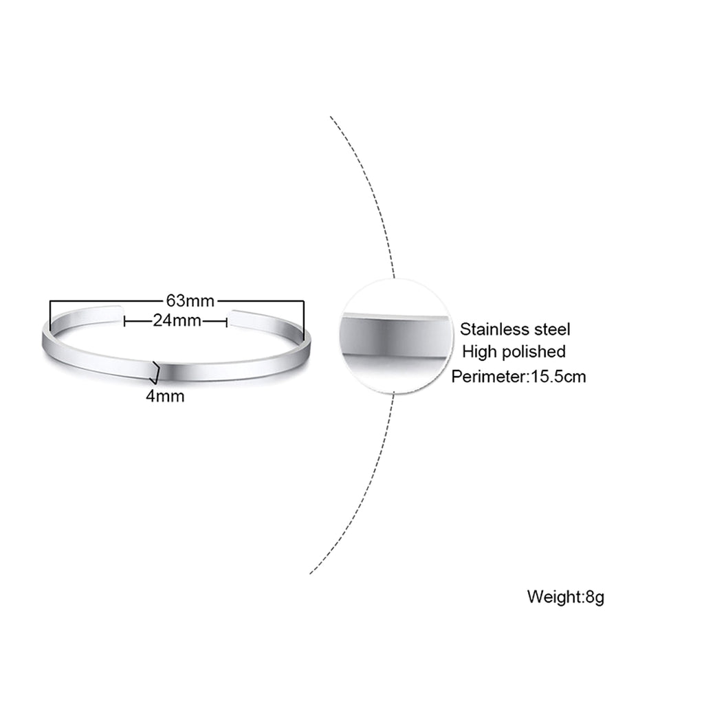 Can Be Engraved Light Body Opening Titanium Steel Men's Bracelet - enhanced image 5