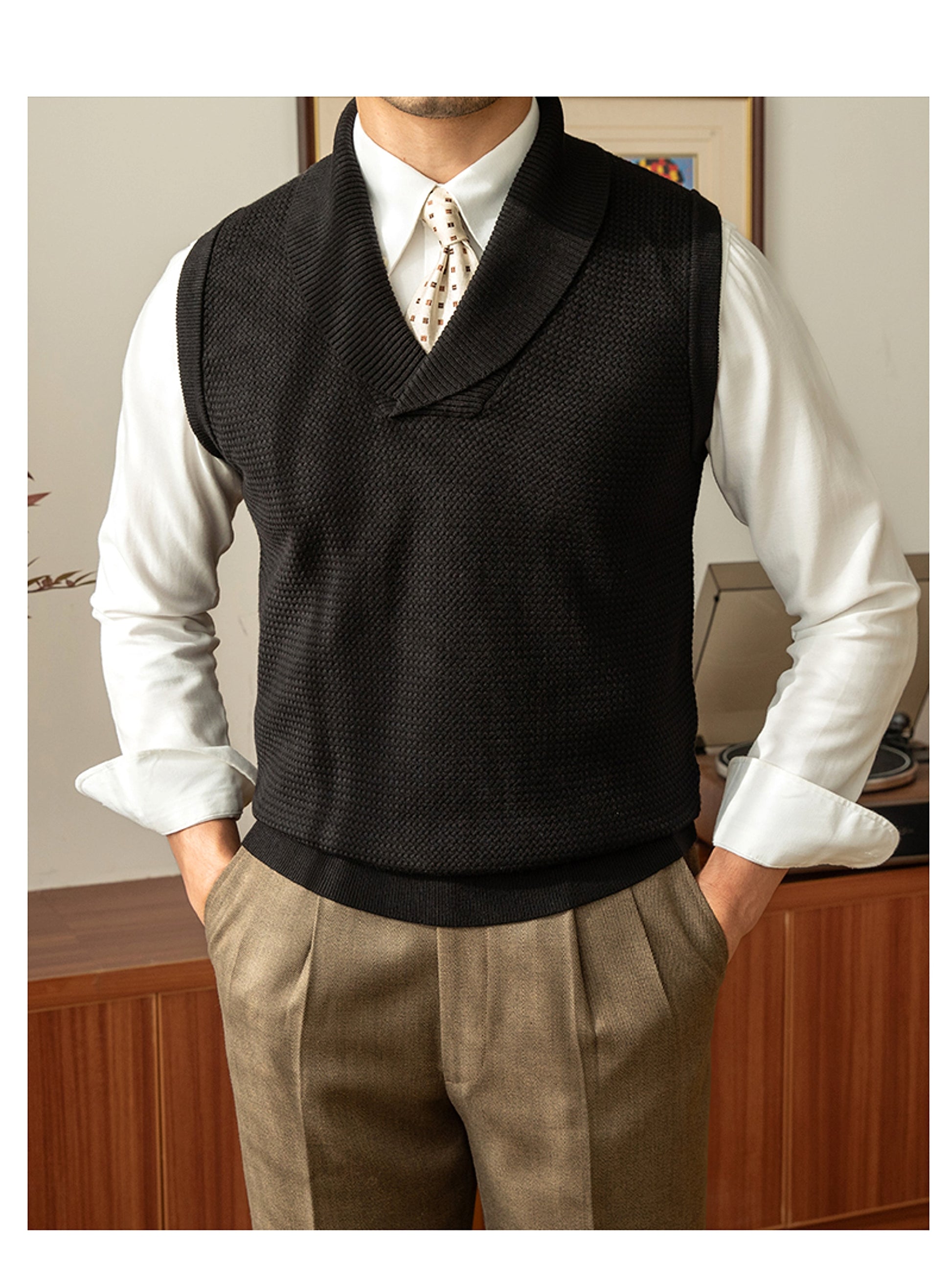 Casual Retro Warm Sweater Vest - enhanced image 5