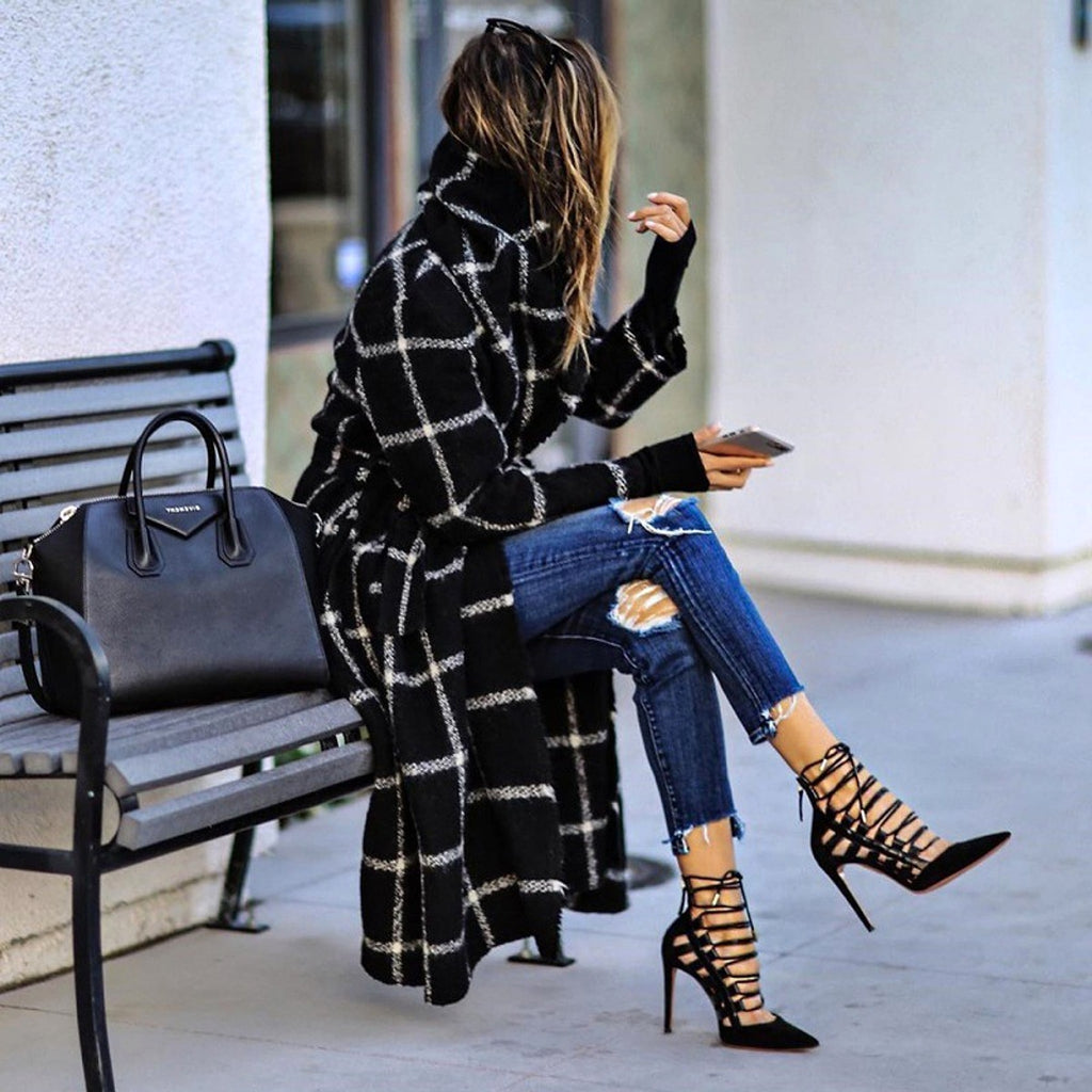 Check Color Jacket With Turn Over Collar - enhanced image 5