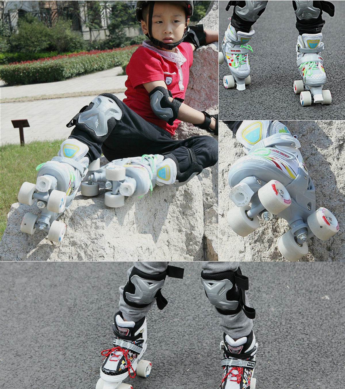 Children's Double-row Four-wheel Roller Skate Protective Gear Set - enhanced image 5