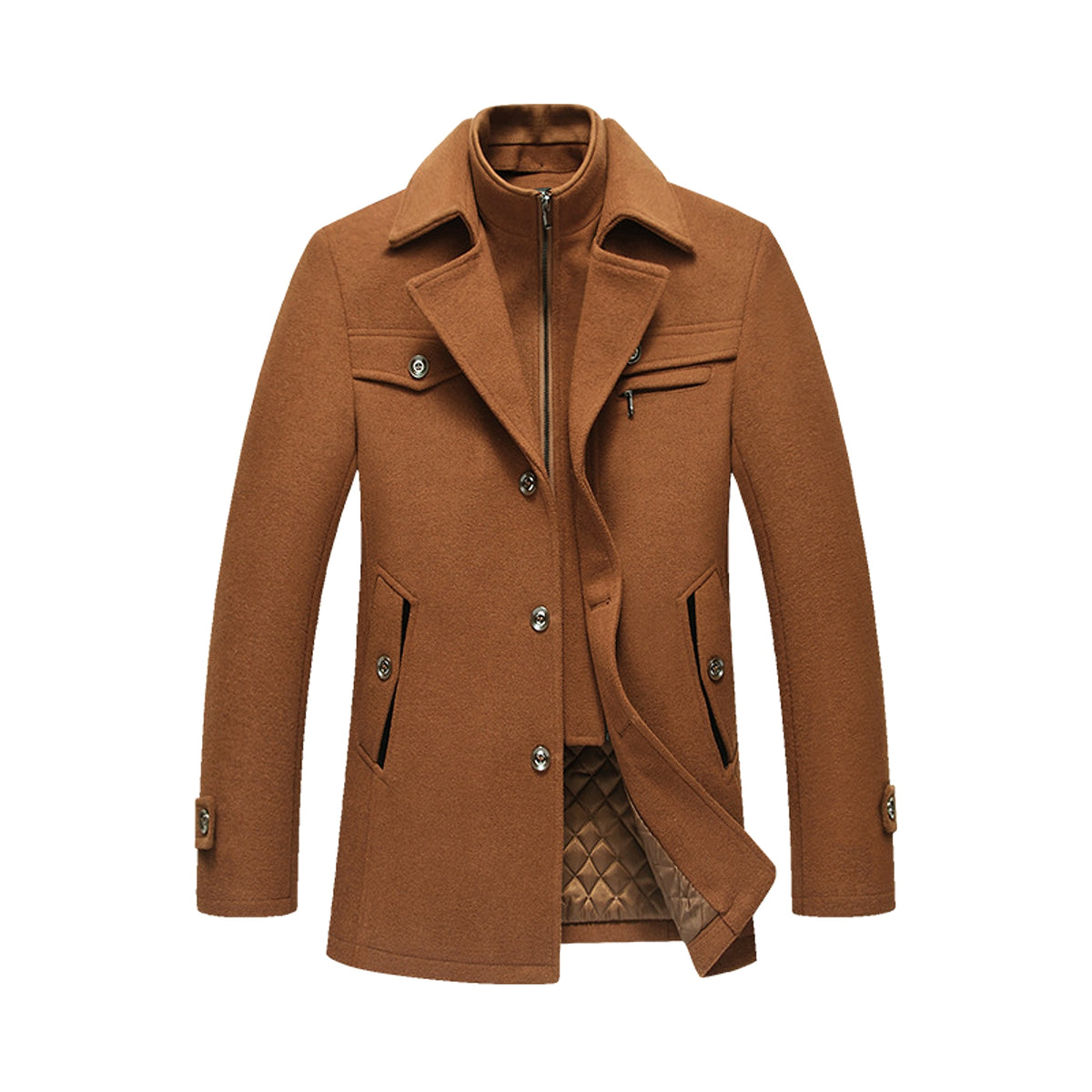 Collar Casual Wool Blends Trench Coats - enhanced image 5